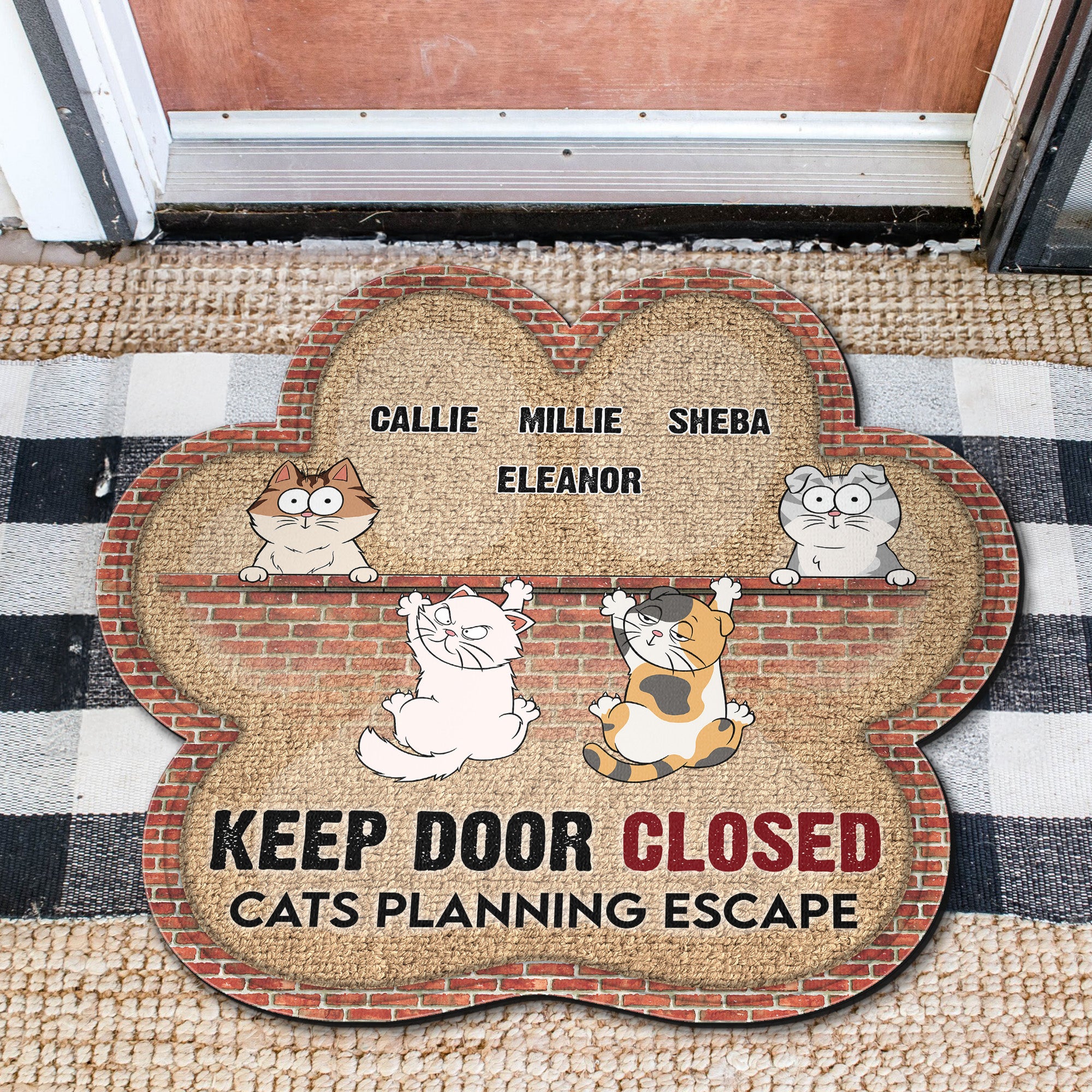 Cats Planning Escape - Personalized Doormat