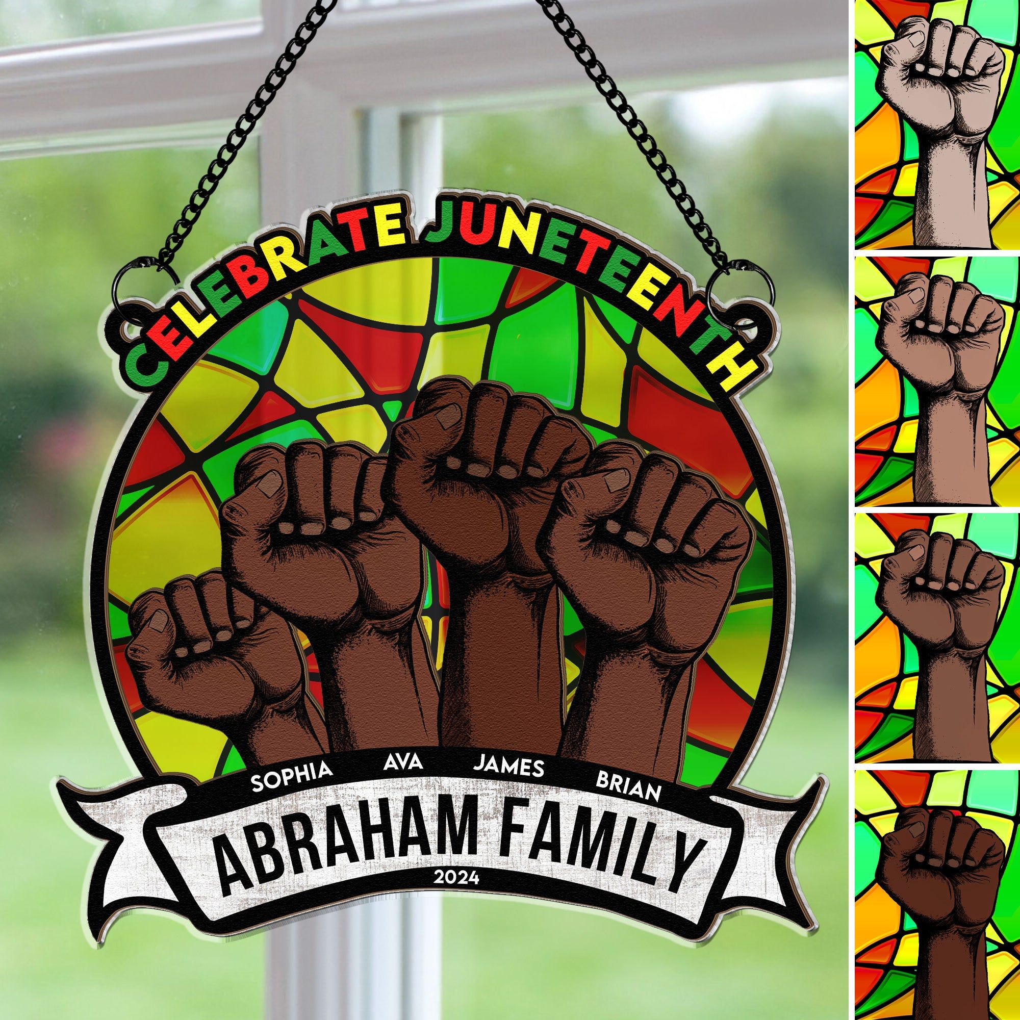 Celebrate Juneteenth - Personalized Window Hanging Suncatcher Ornament