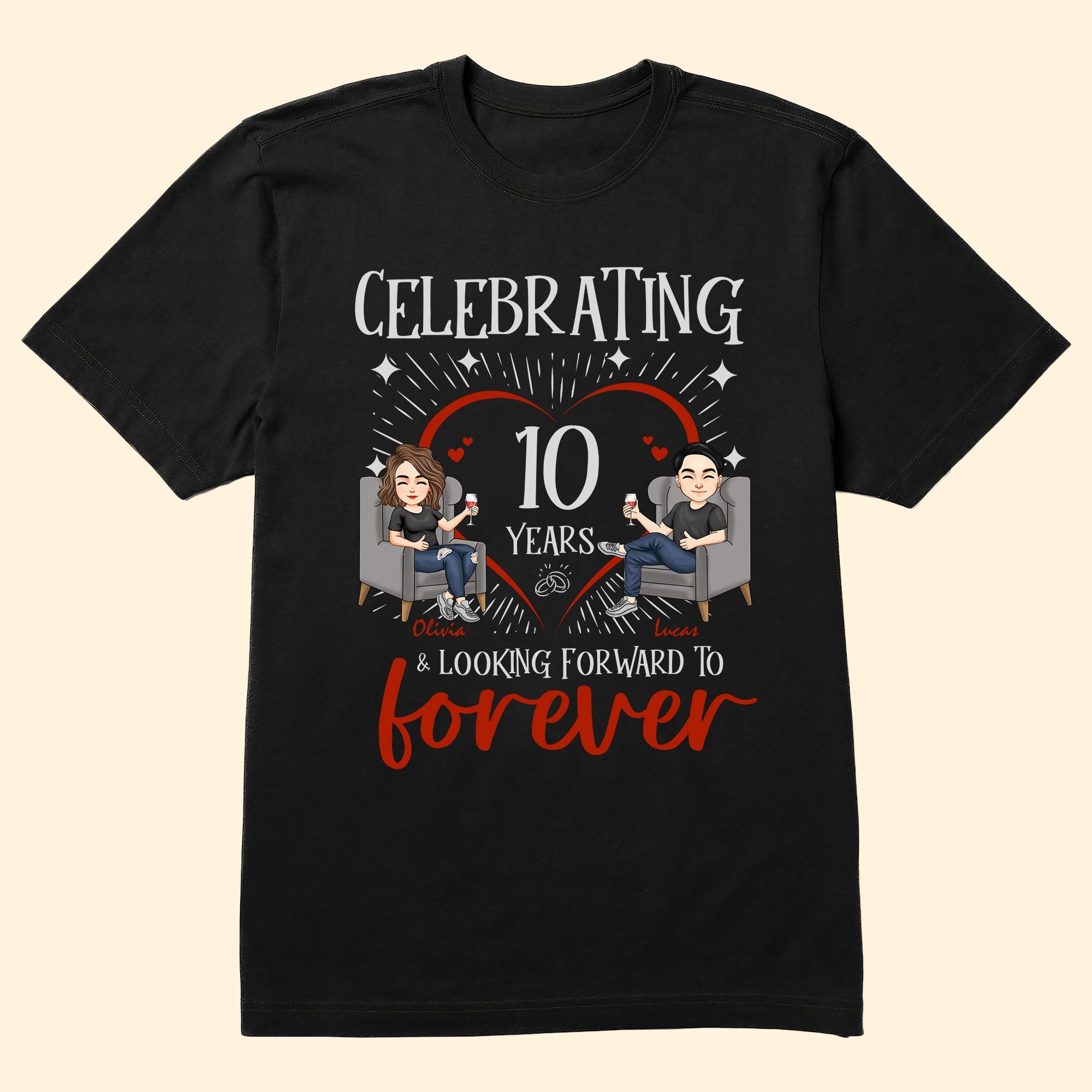 Celebrating & Looking Forward To Forever - Personalized Matching Couple Shirts