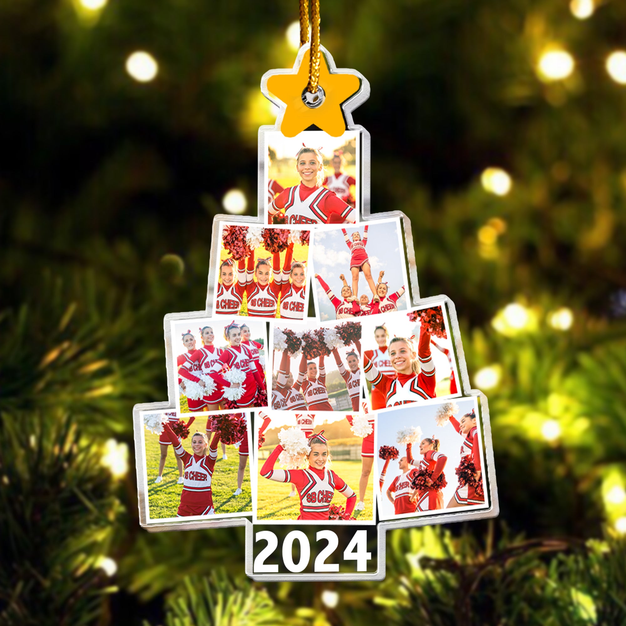 Cheerleader Christmas Tree - Personalized Acrylic Photo Ornament