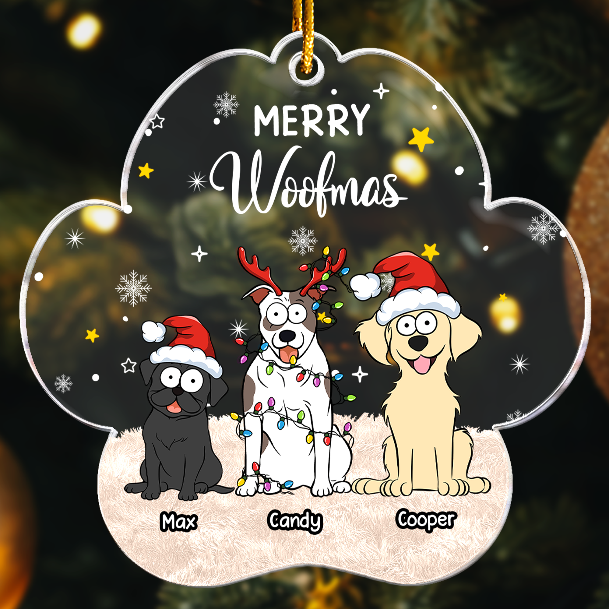 Cheers To Christmas With Furry Babies - Personalized Acrylic Ornament