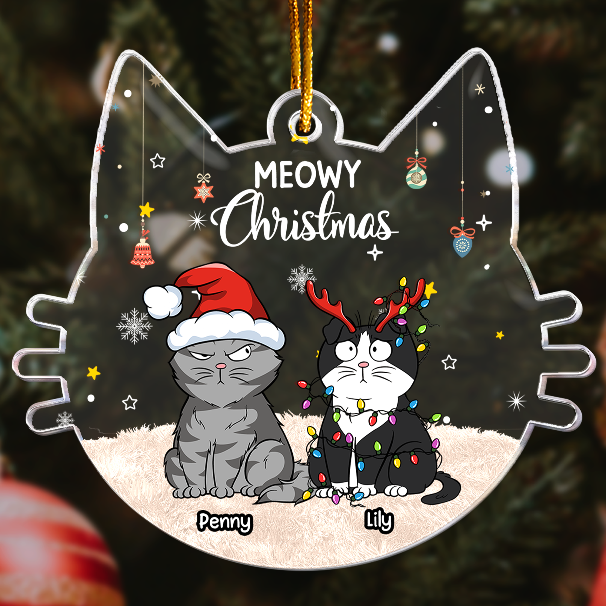 Cheers To Christmas With Furry Babies - Personalized Acrylic Ornament