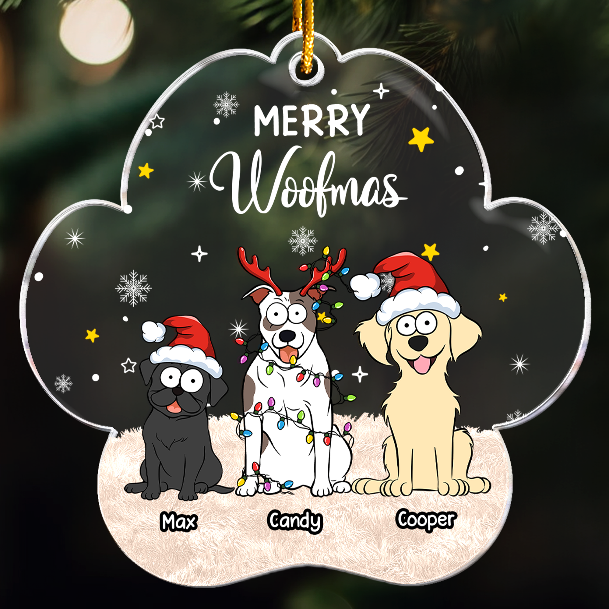 Cheers To Christmas With Furry Babies - Personalized Acrylic Ornament