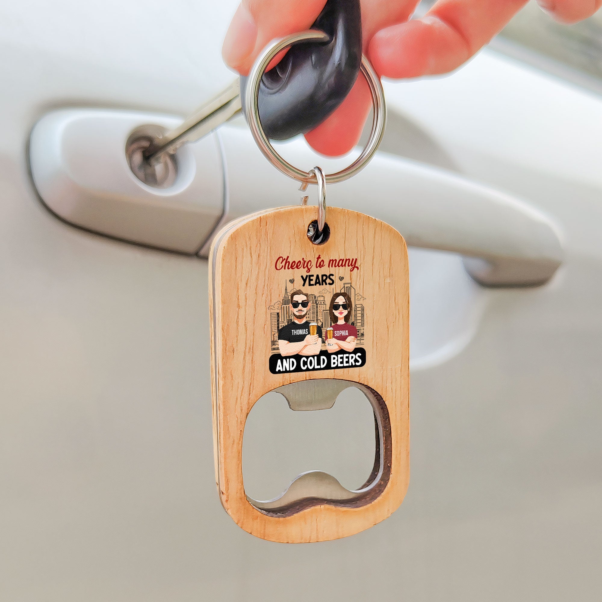 Cheers To Many Years And Cold Beers - Personalized Bottle Opener Keychain