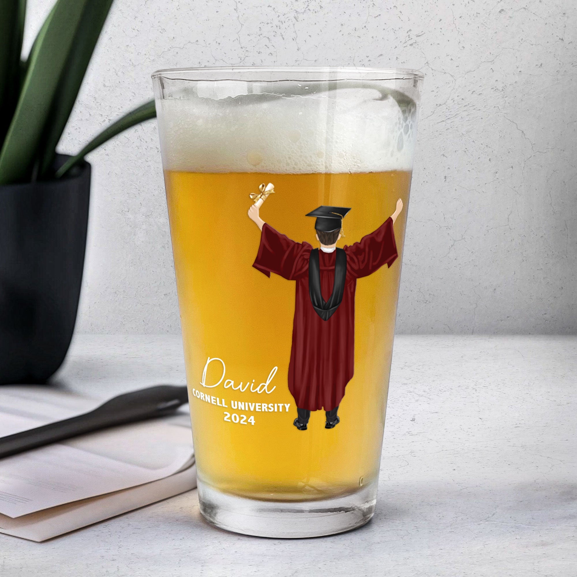 Cheers To The Graduate You Believed You Could - Personalized Beer Glass