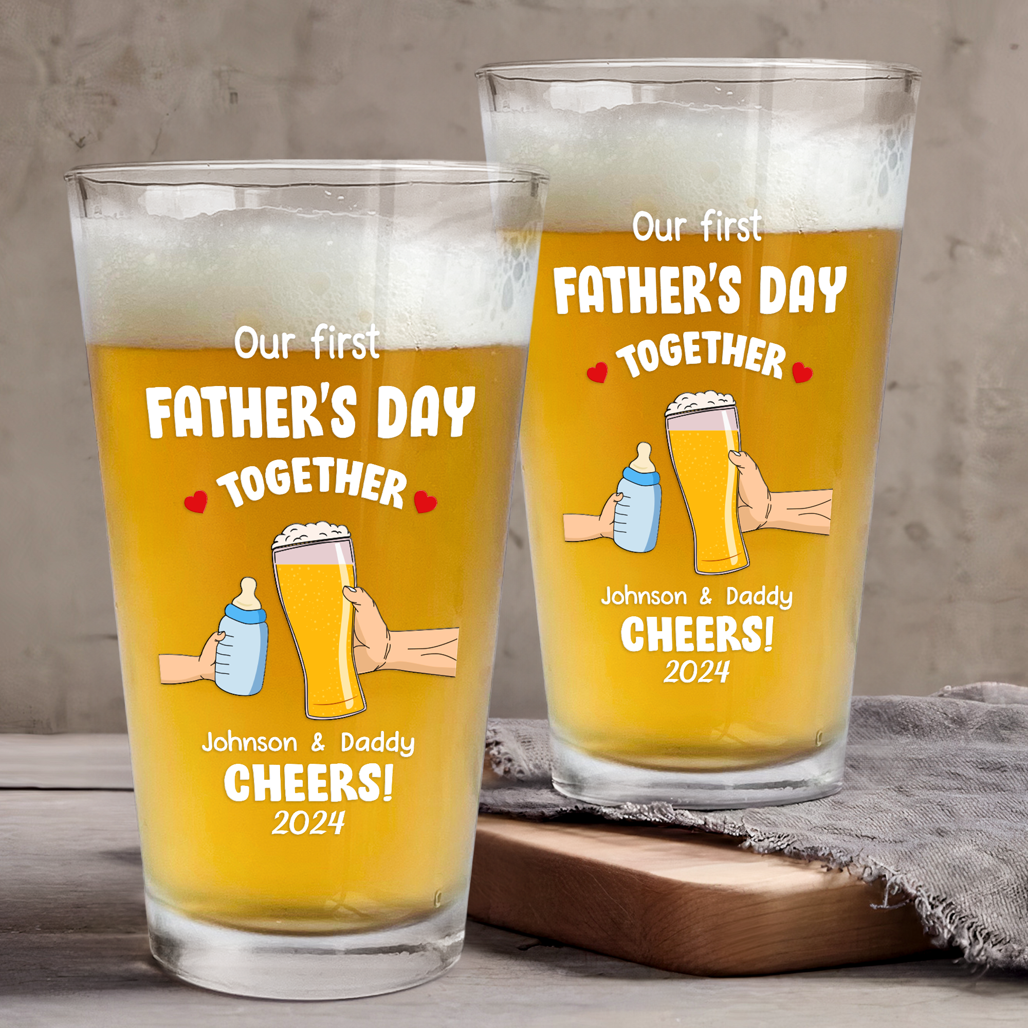 Cheers! Our First Father's Day - Personalized Beer Glass