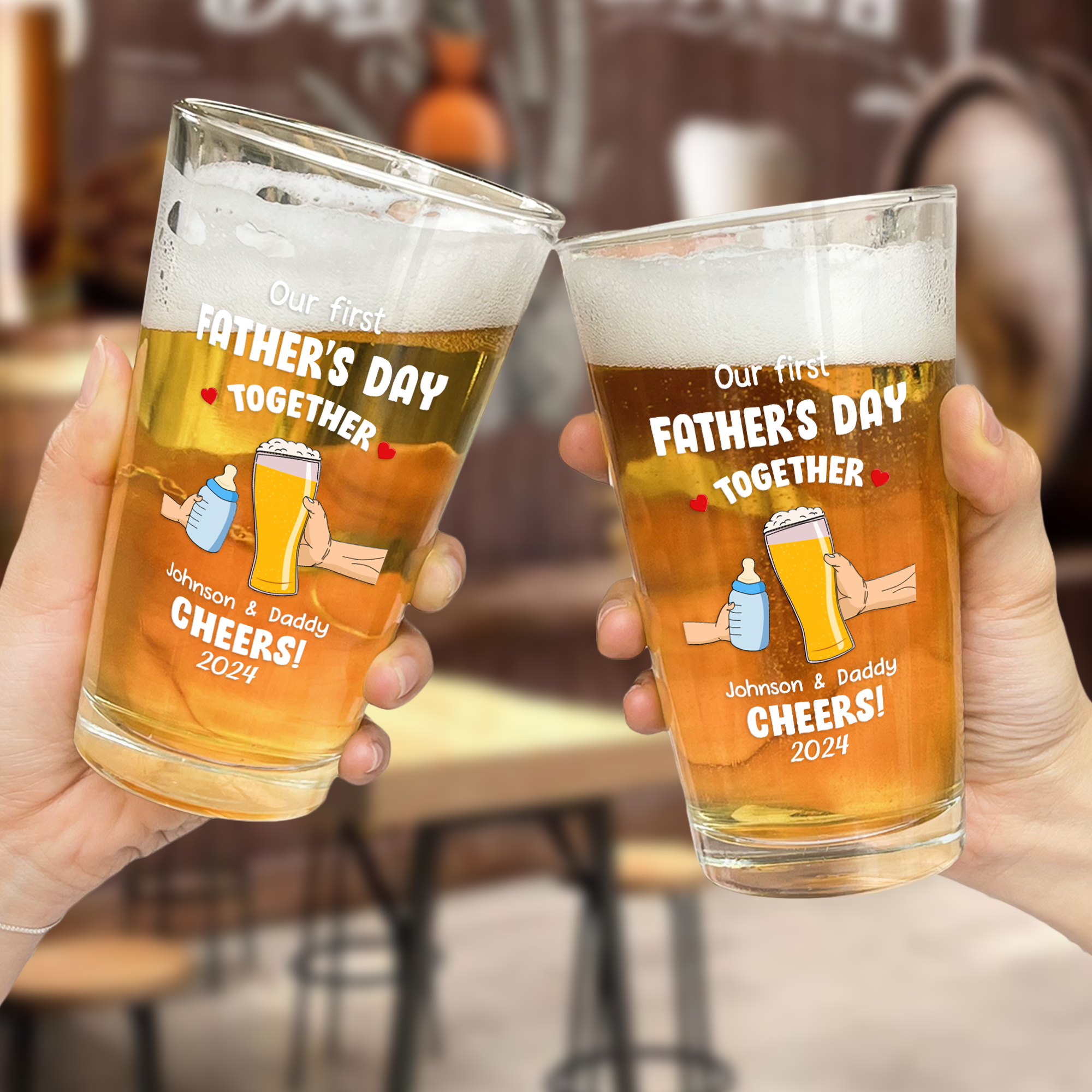 Cheers! Our First Father's Day - Personalized Beer Glass