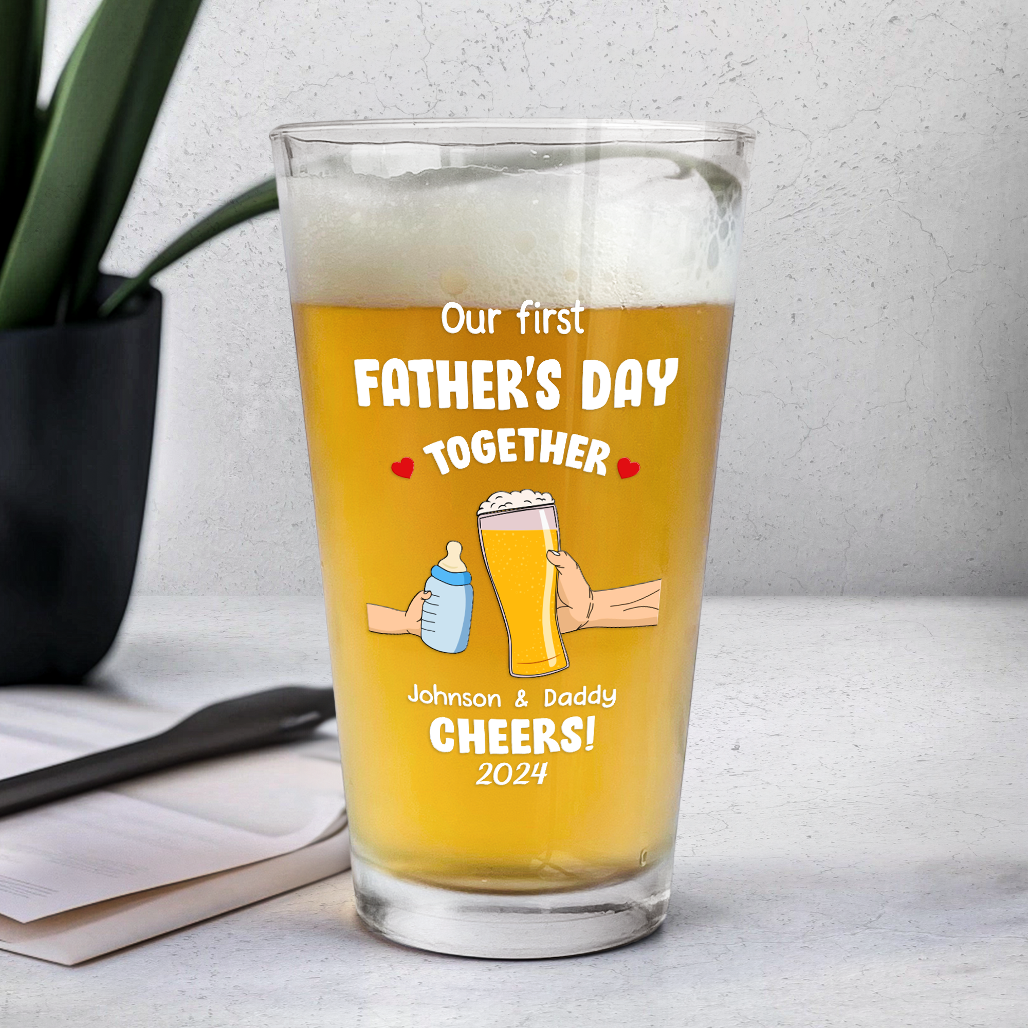 Cheers! Our First Father's Day - Personalized Beer Glass