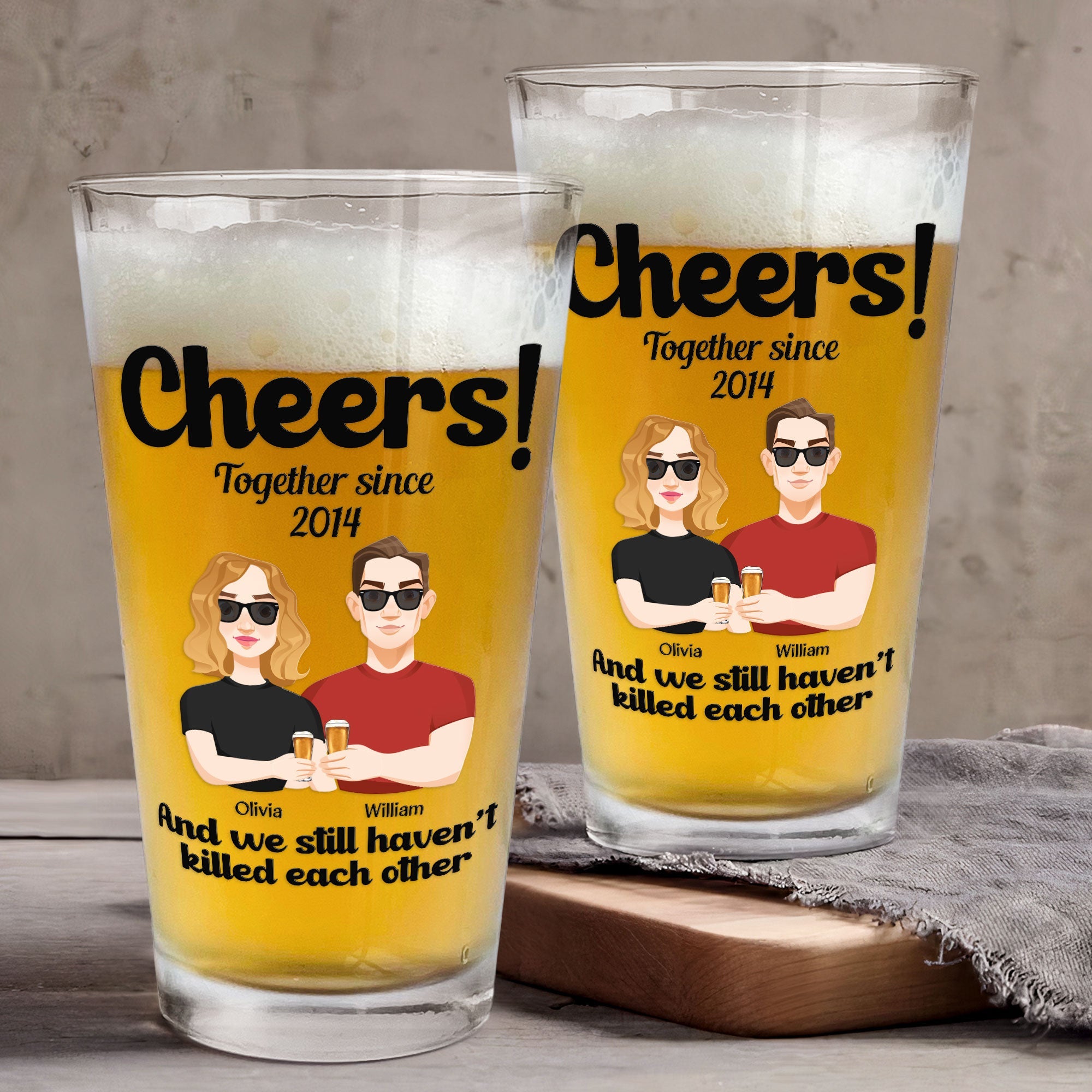 Cheers! Together Since - Personalized Beer Glass