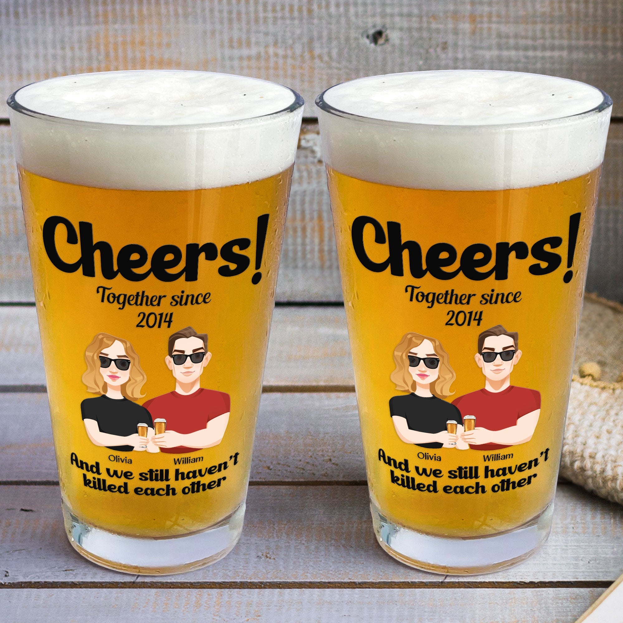 Cheers! Together Since - Personalized Beer Glass