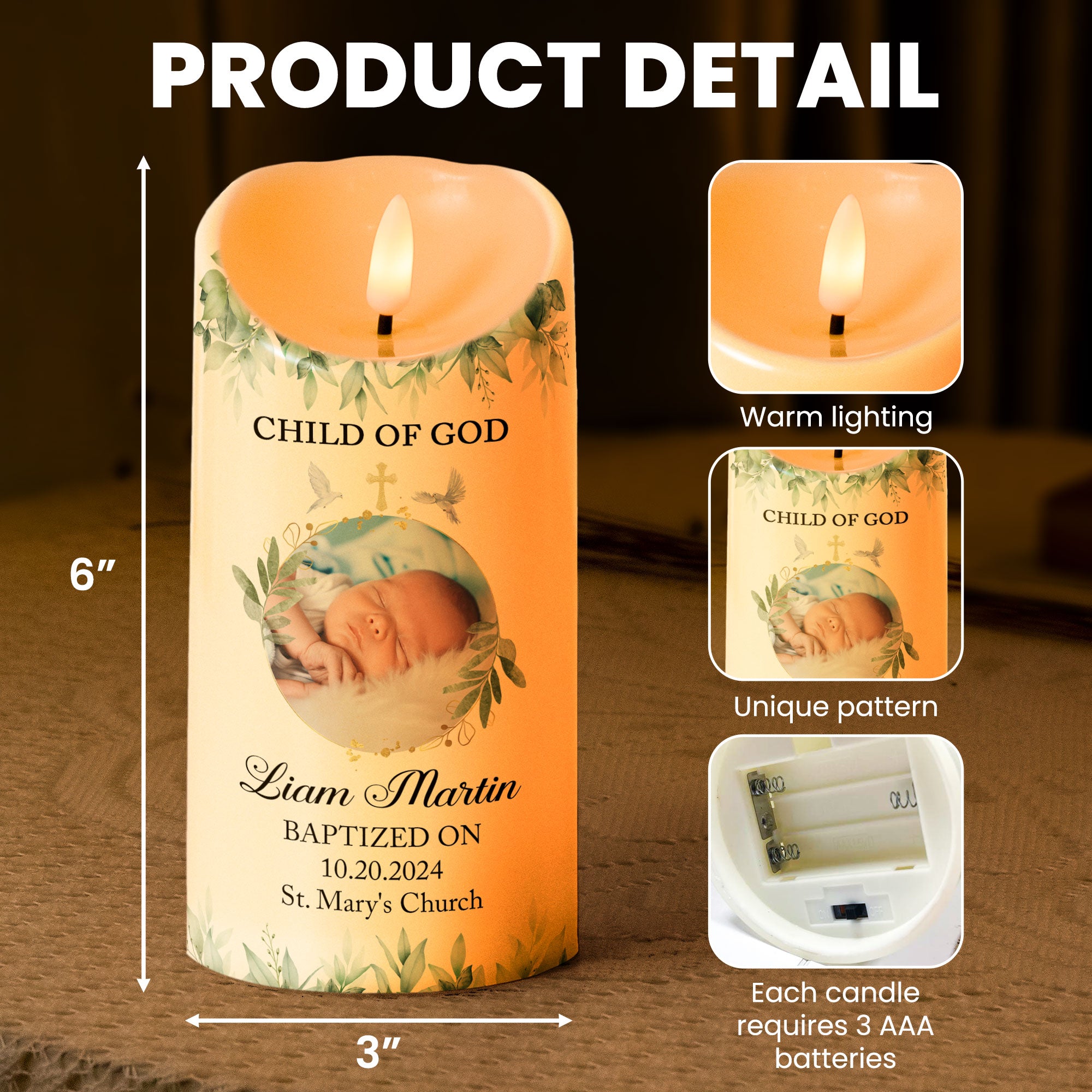 Child Of God - Personalized Photo LED Candle