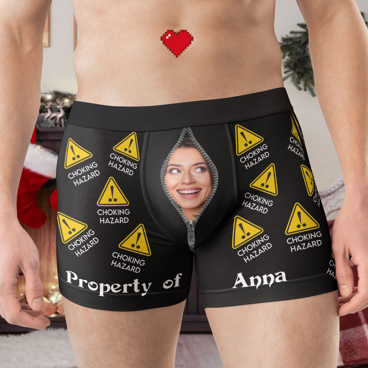 Choking Hazard (Property Of Wife) - Personalized Photo Men's Boxer Briefs