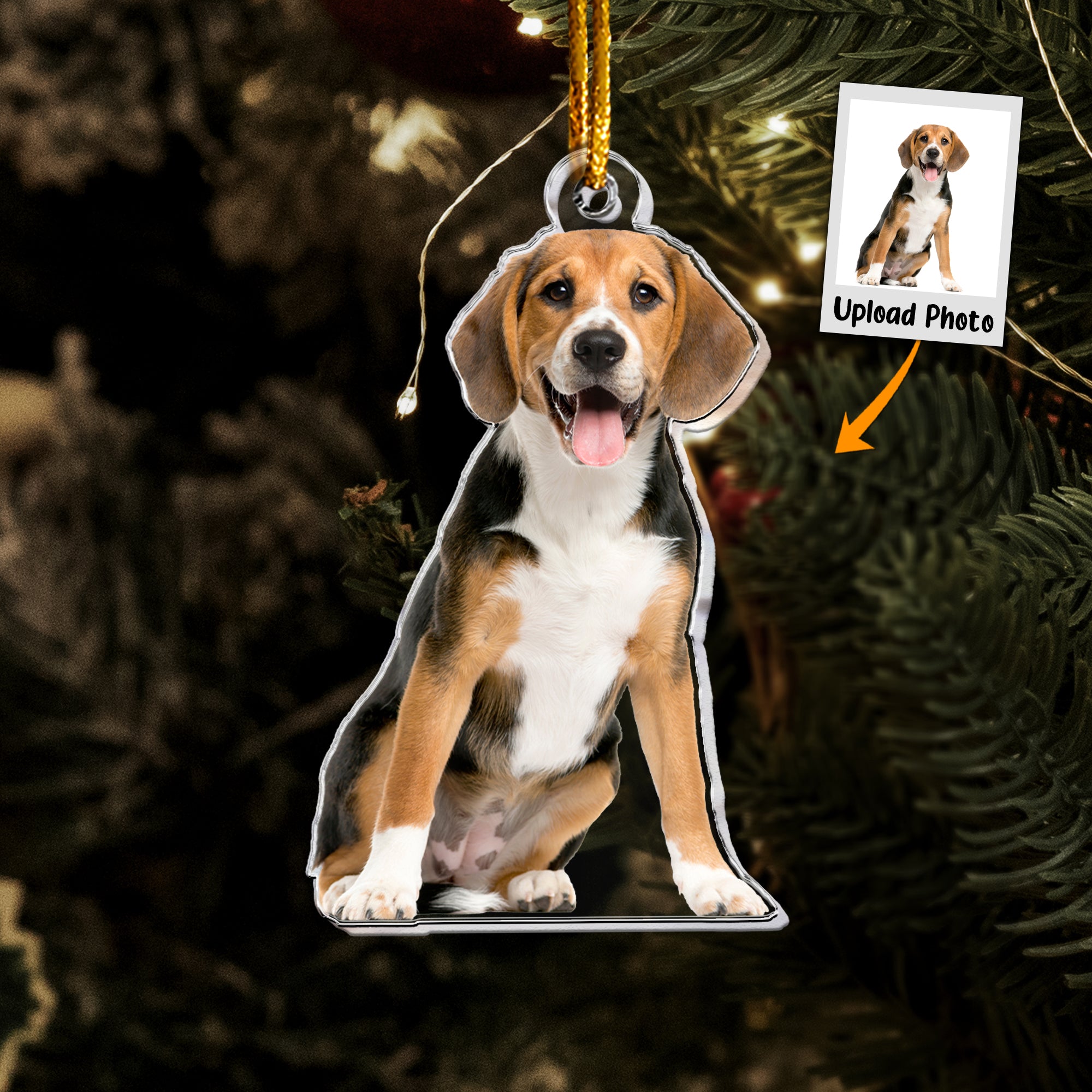 Christmas Beagle Dog Ornaments - Personalized Acrylic Photo Ornament