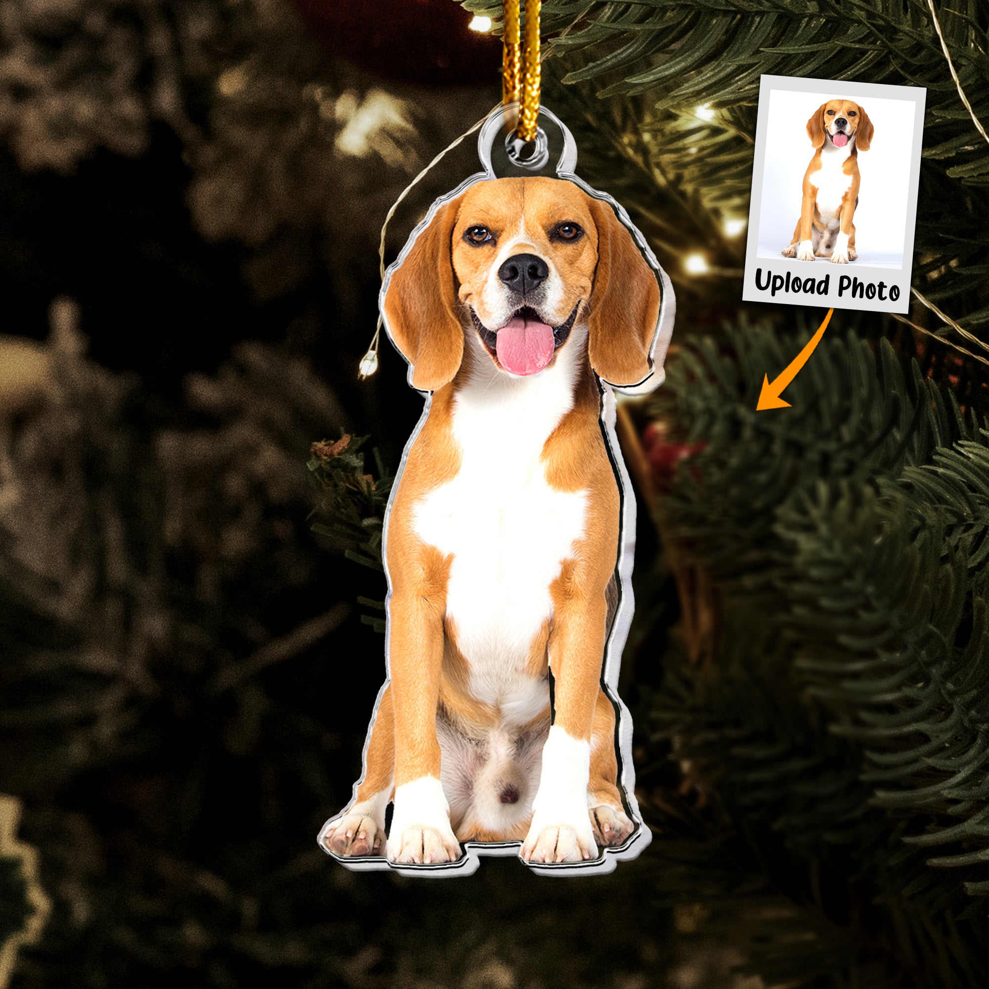 Christmas Beagle Dog Ornaments - Personalized Acrylic Photo Ornament