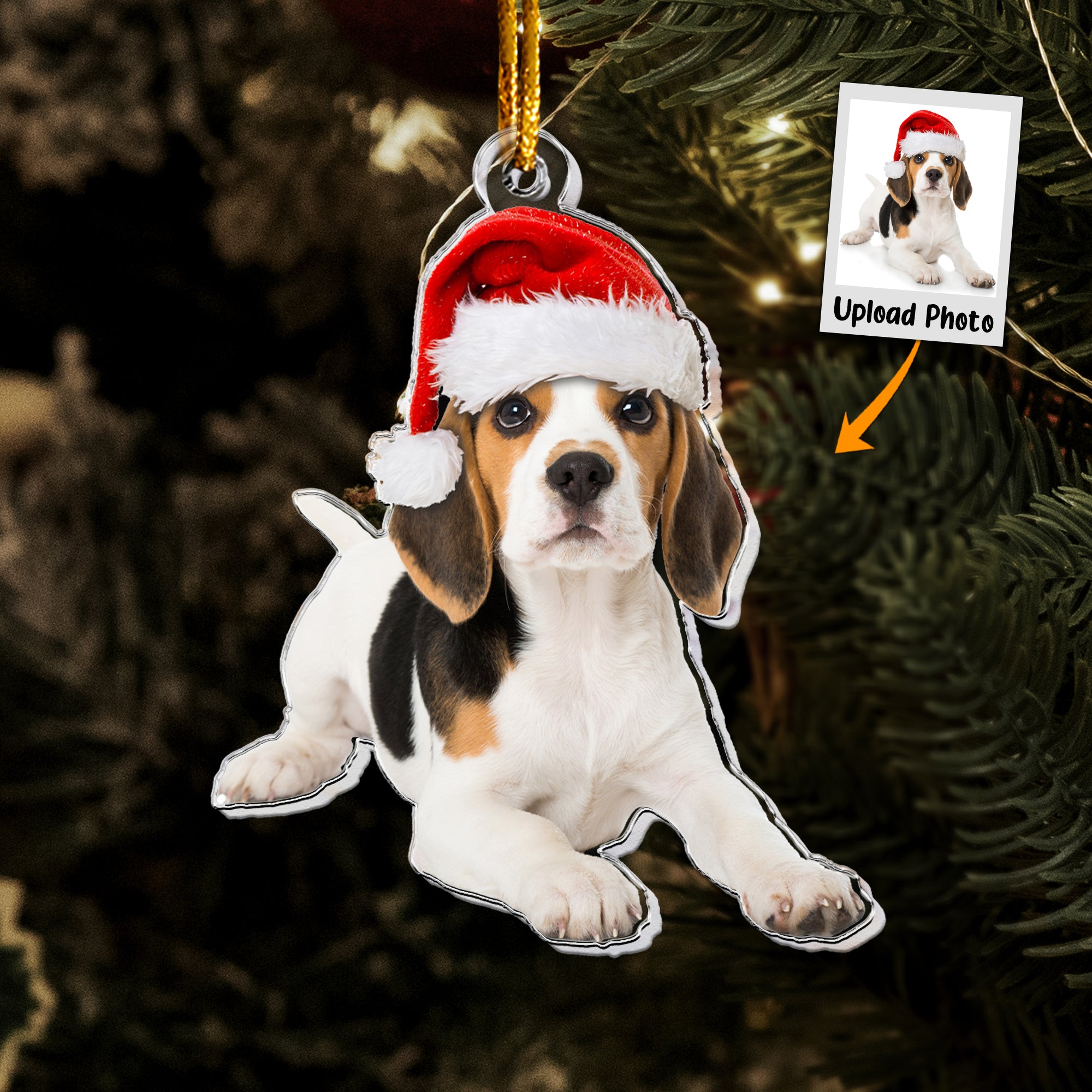 Christmas Beagle Dog Ornaments - Personalized Acrylic Photo Ornament