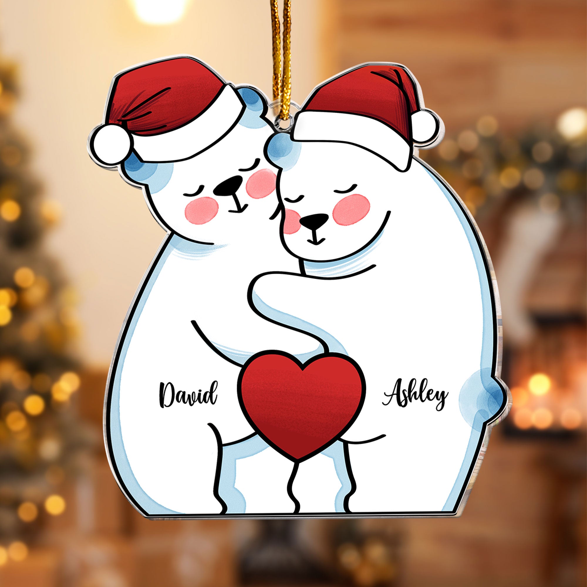 Christmas Bear Family - Personalized Acrylic Ornament