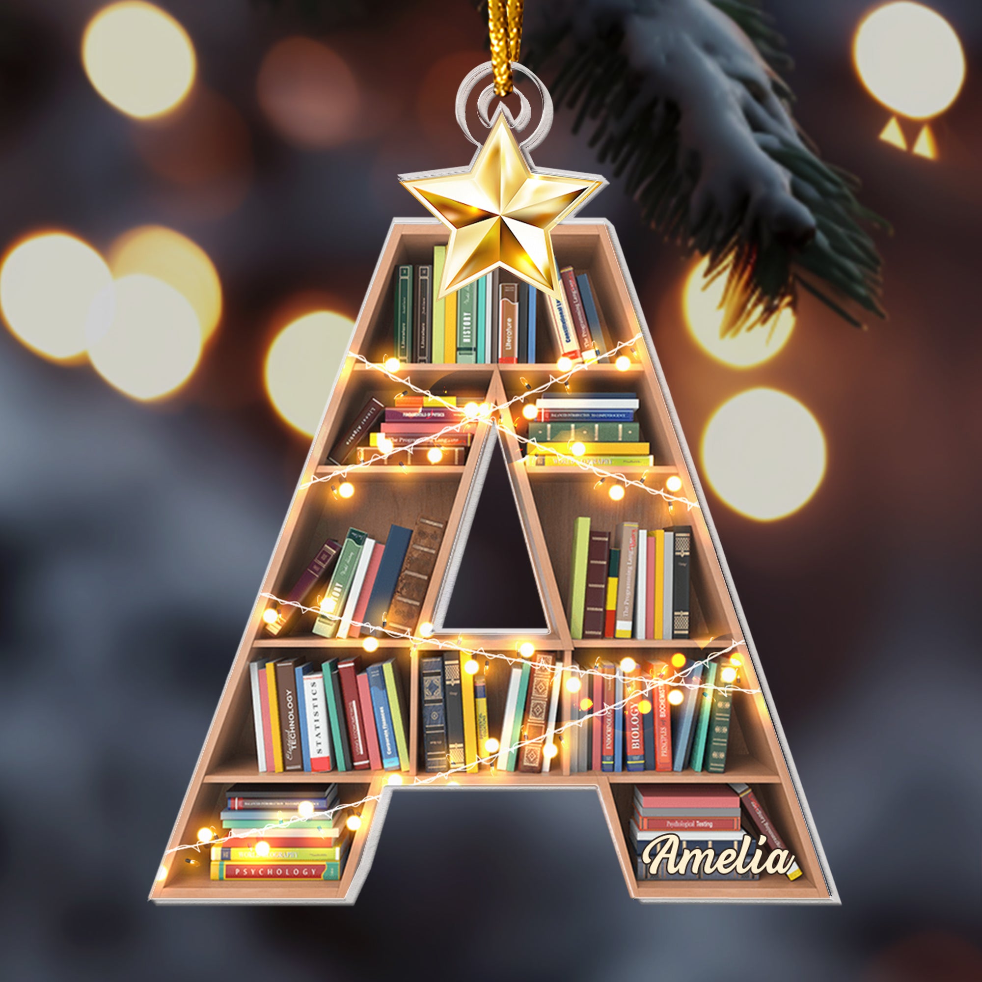 Christmas Booklovers Ornaments Custom Letter Name - Personalized Acrylic Ornament