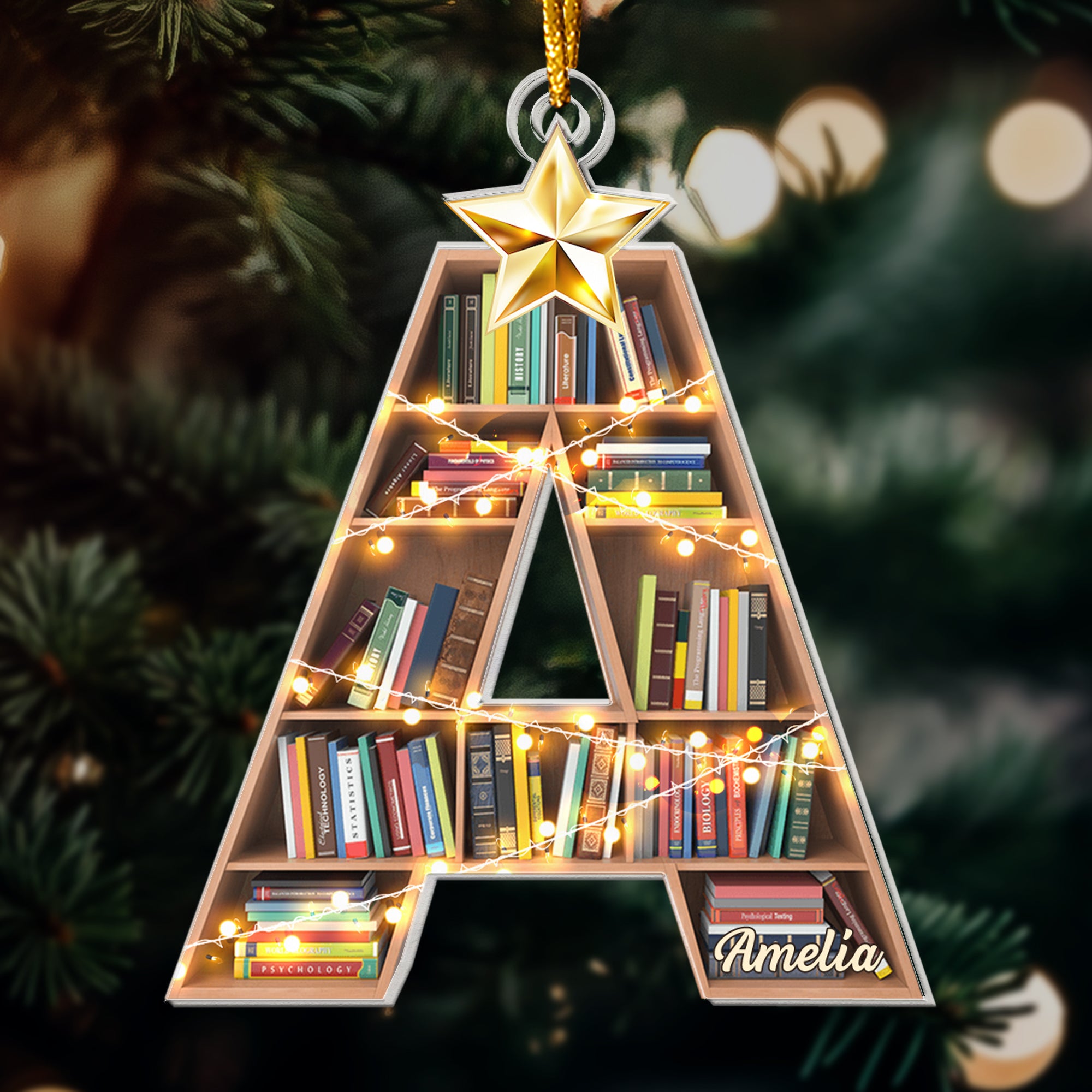 Christmas Booklovers Ornaments Custom Letter Name - Personalized Acrylic Ornament