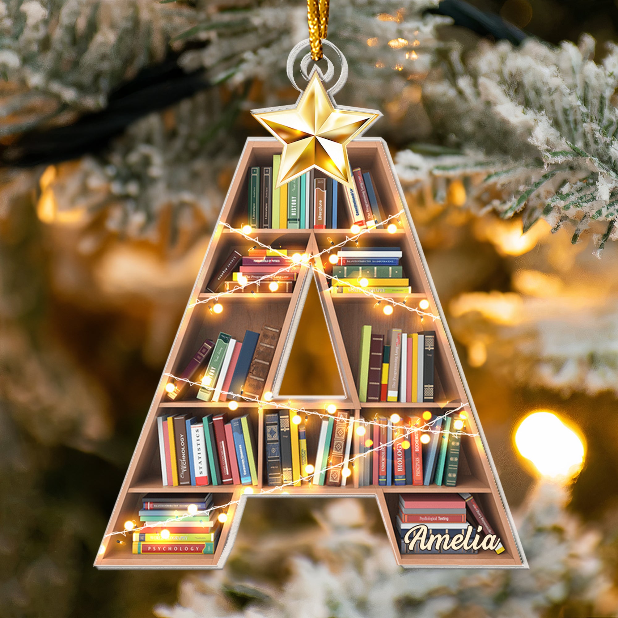 Christmas Booklovers Ornaments Custom Letter Name - Personalized Acrylic Ornament