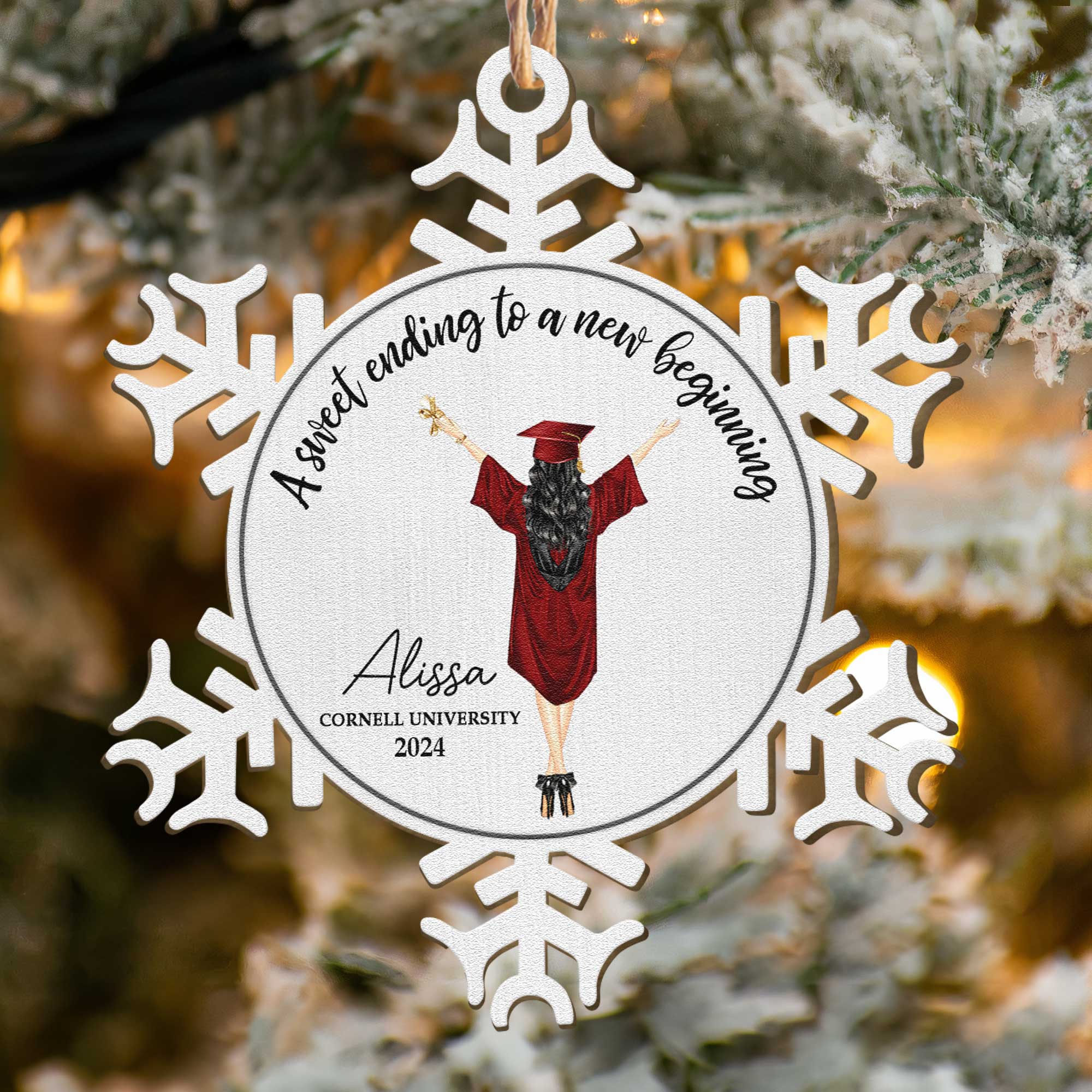 Christmas Cheer With Graduation - Personalized Wooden Ornament