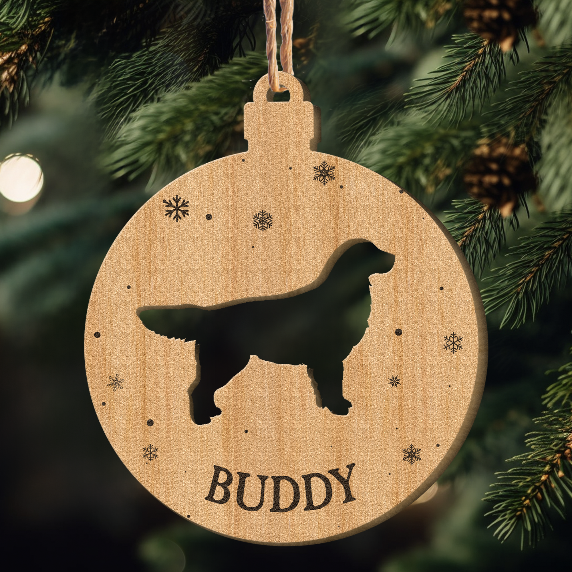 Christmas Dogs - Personalized Wooden Ornament