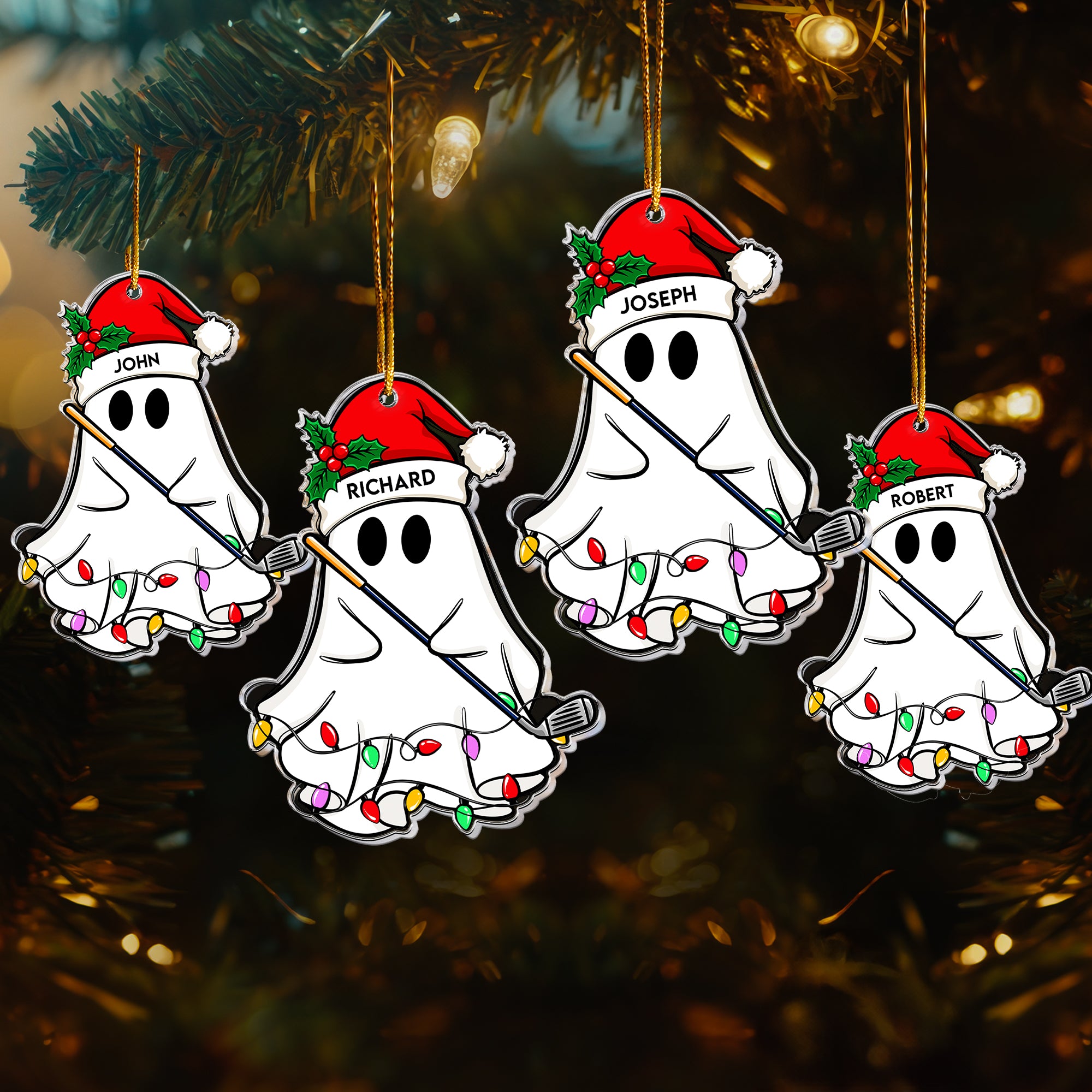 Christmas Ghost Golf Version - Personalized Acrylic Ornament