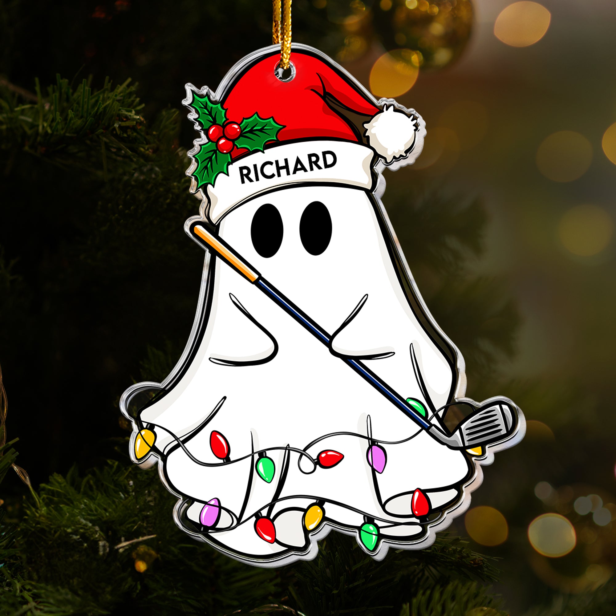 Christmas Ghost Golf Version - Personalized Acrylic Ornament