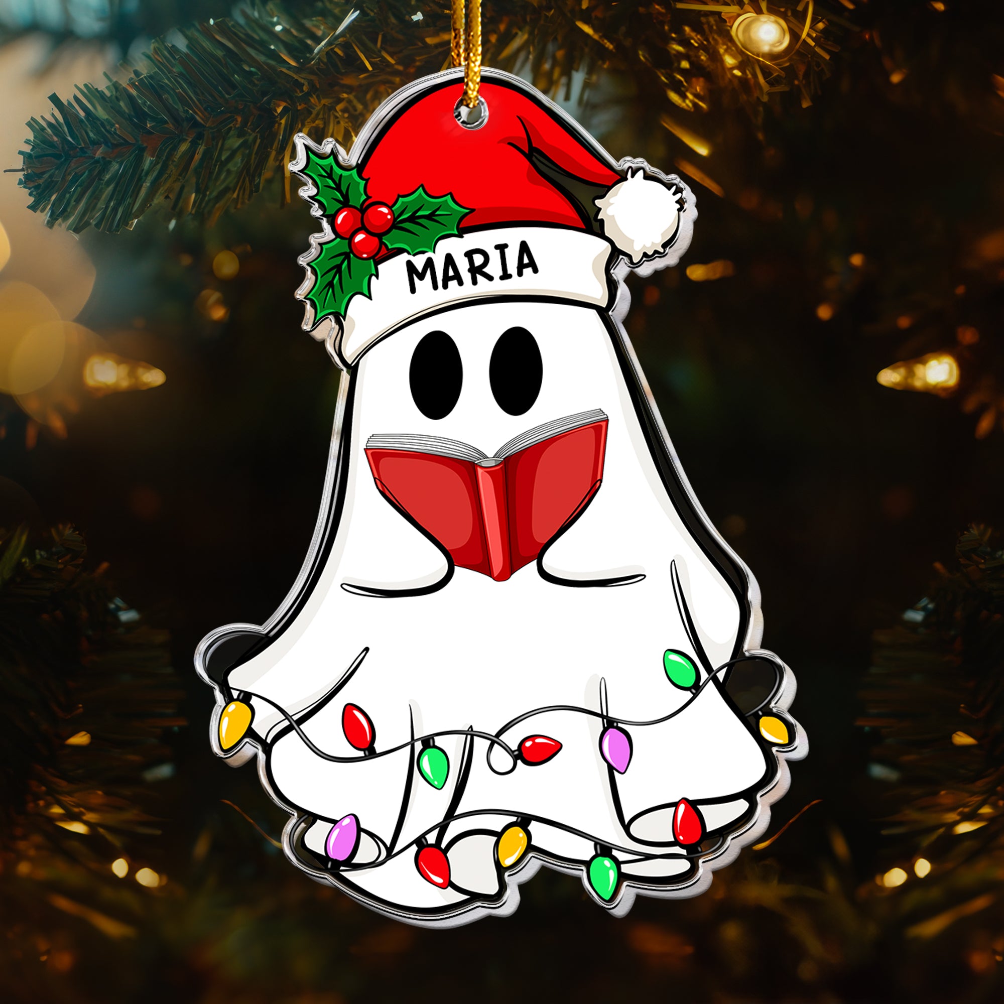 Christmas Ghost Reading Book Version - Personalized Acrylic Ornament