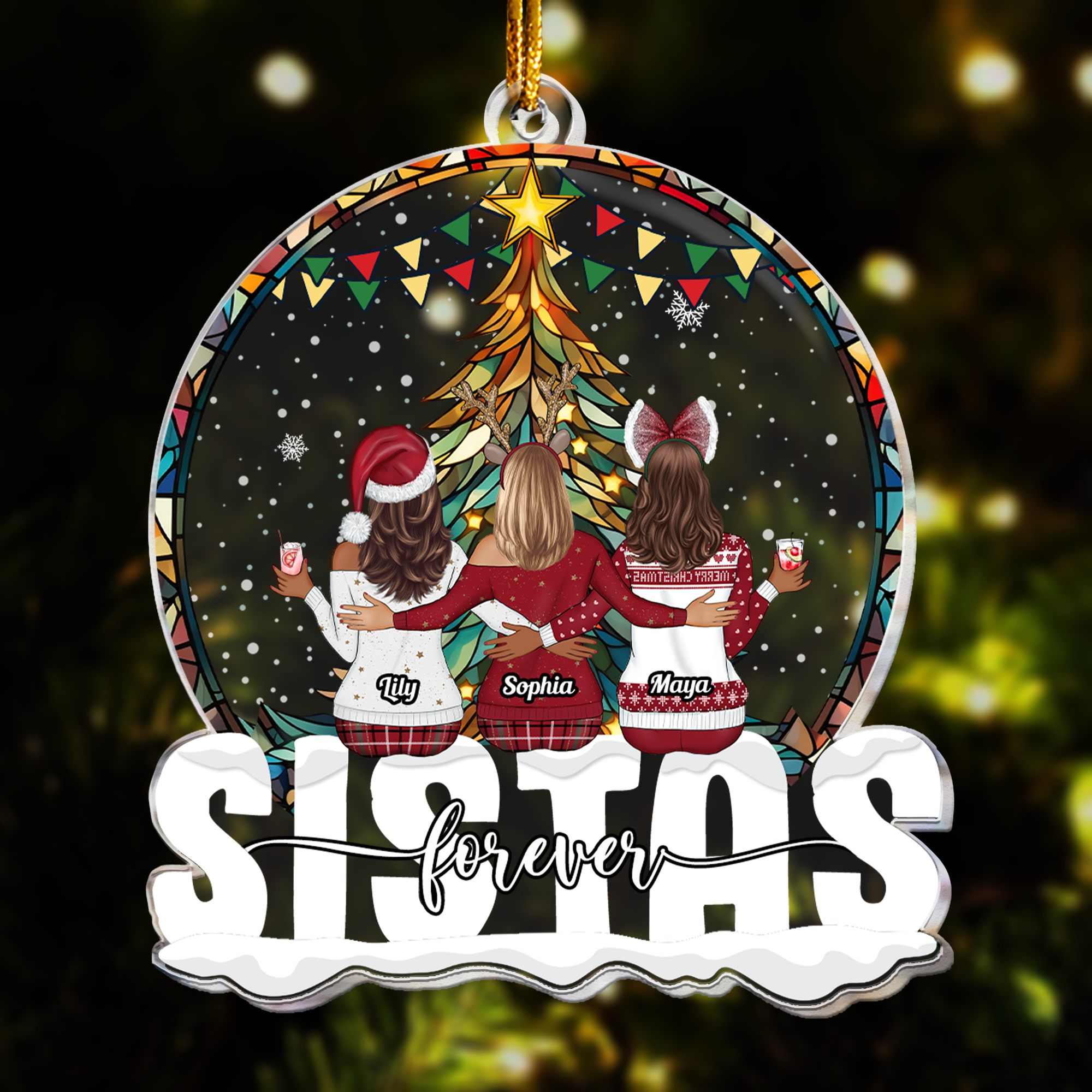 Christmas Gift For Sistas Forever - Personalized Acrylic Ornament