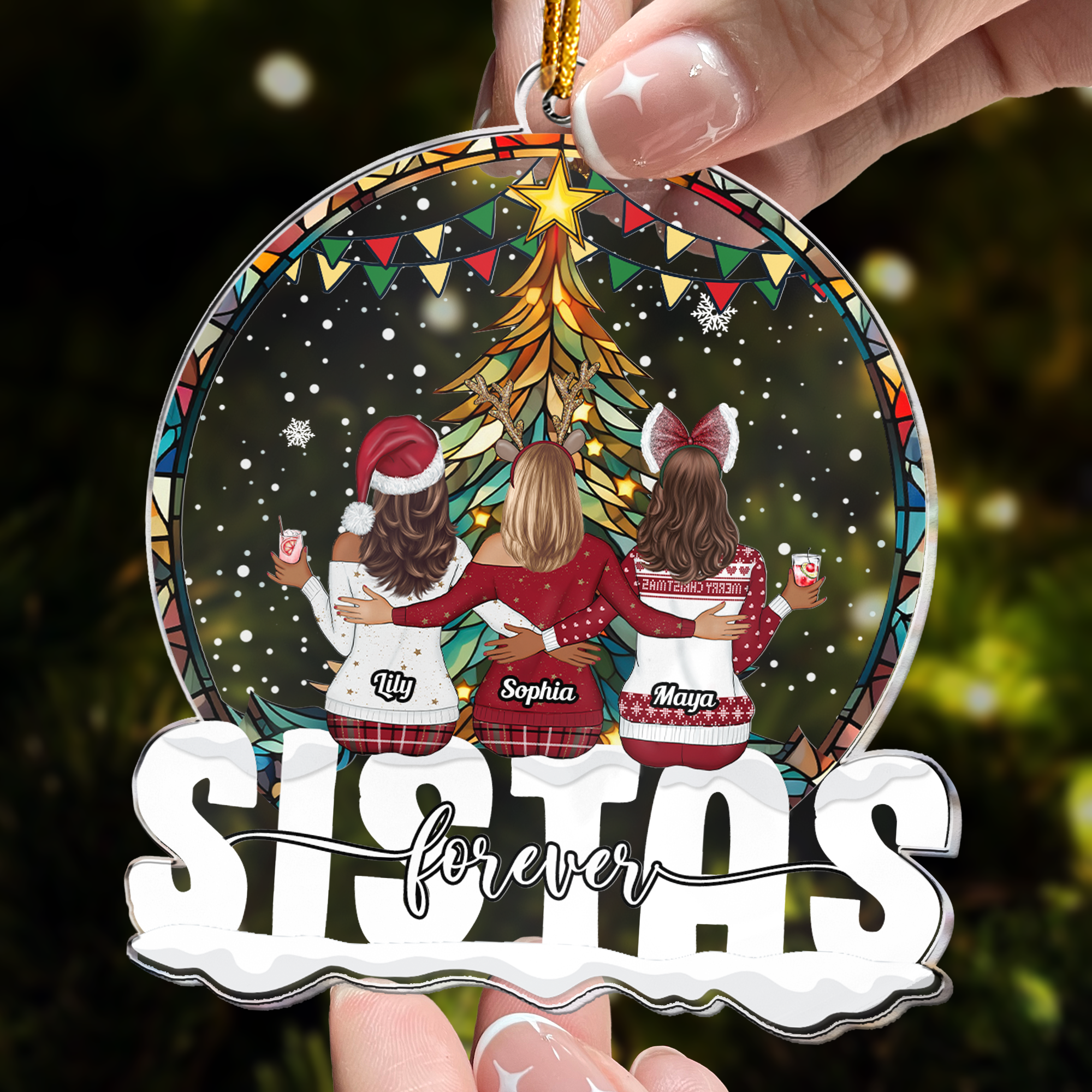 Christmas Gift For Sistas Forever - Personalized Acrylic Ornament