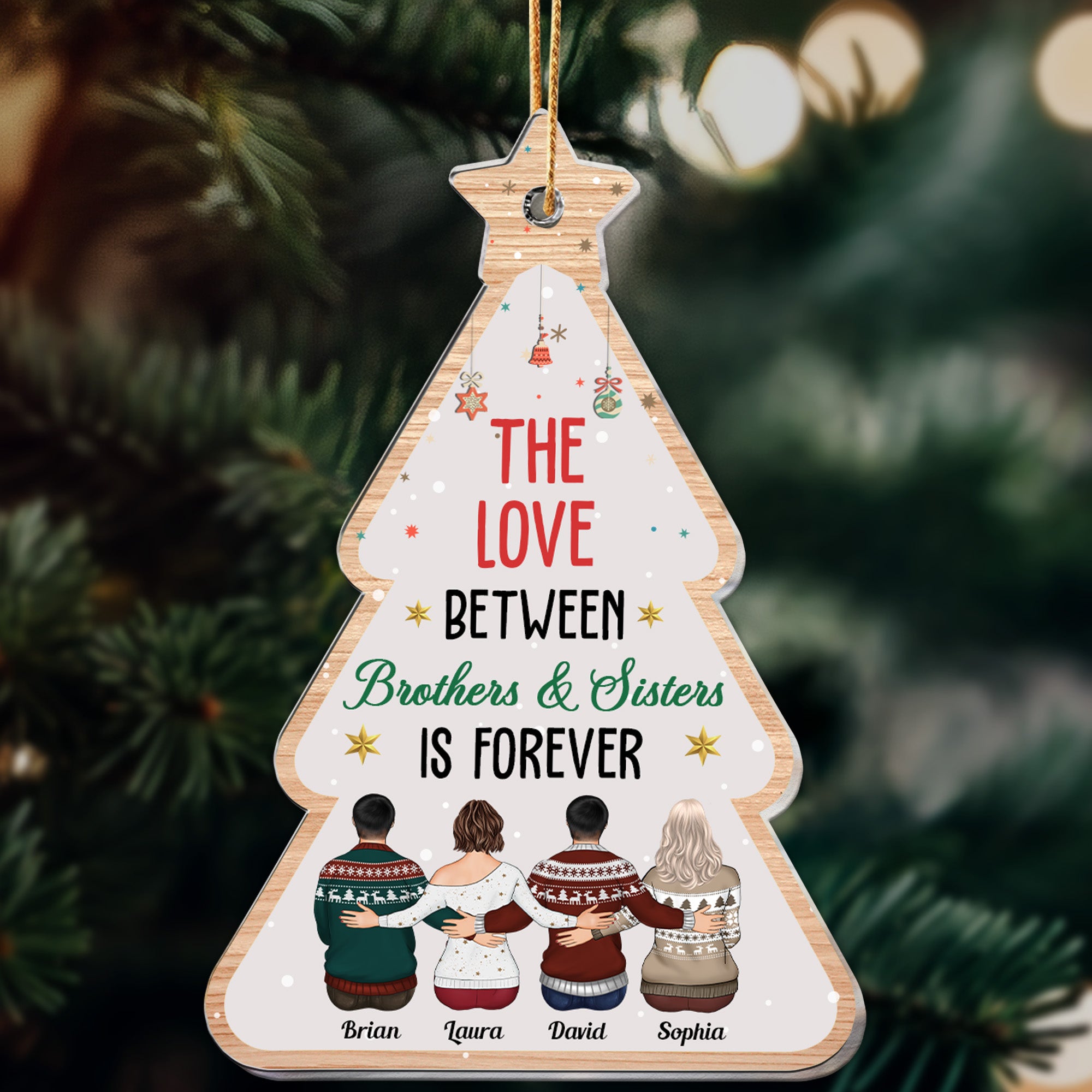 Christmas Gift The Love Between Brothers Sisters - Personalized Acrylic Ornament