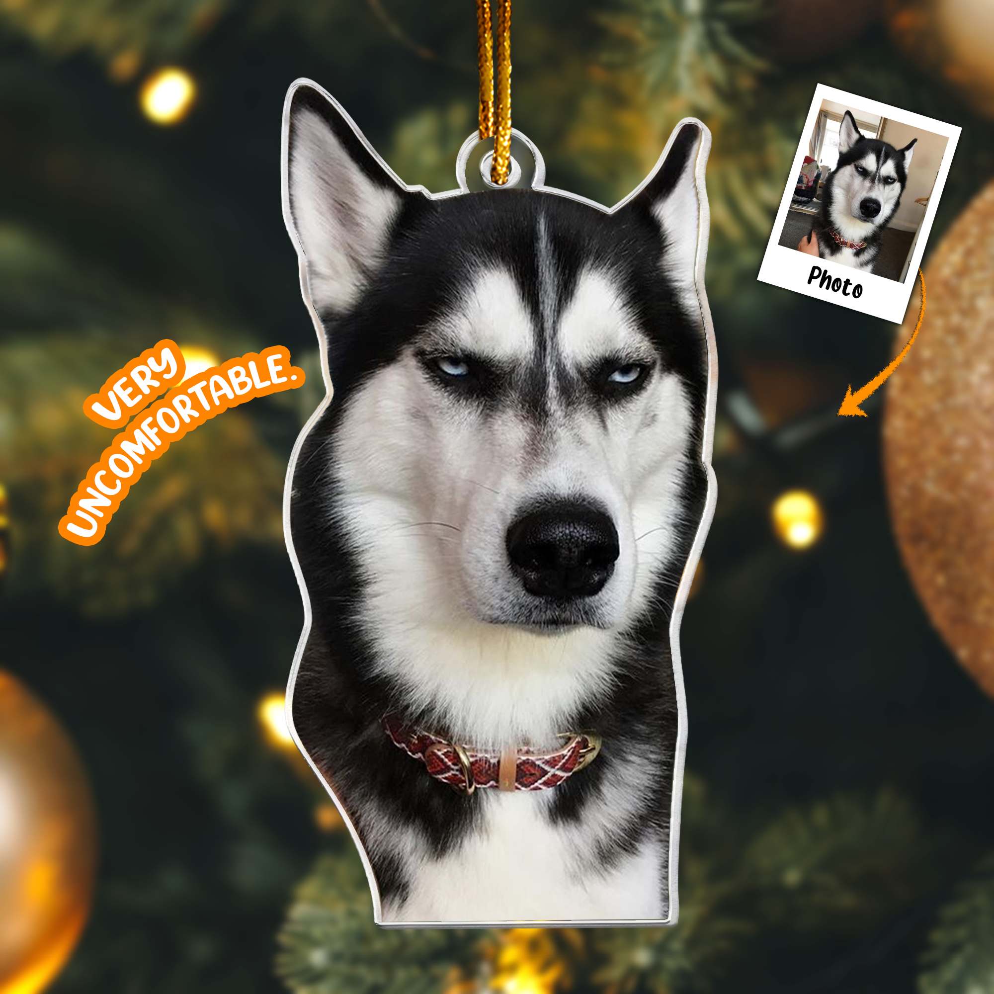 Christmas Husky Ornament Siberian Husky Gifted - Personalized Acrylic Photo Ornament