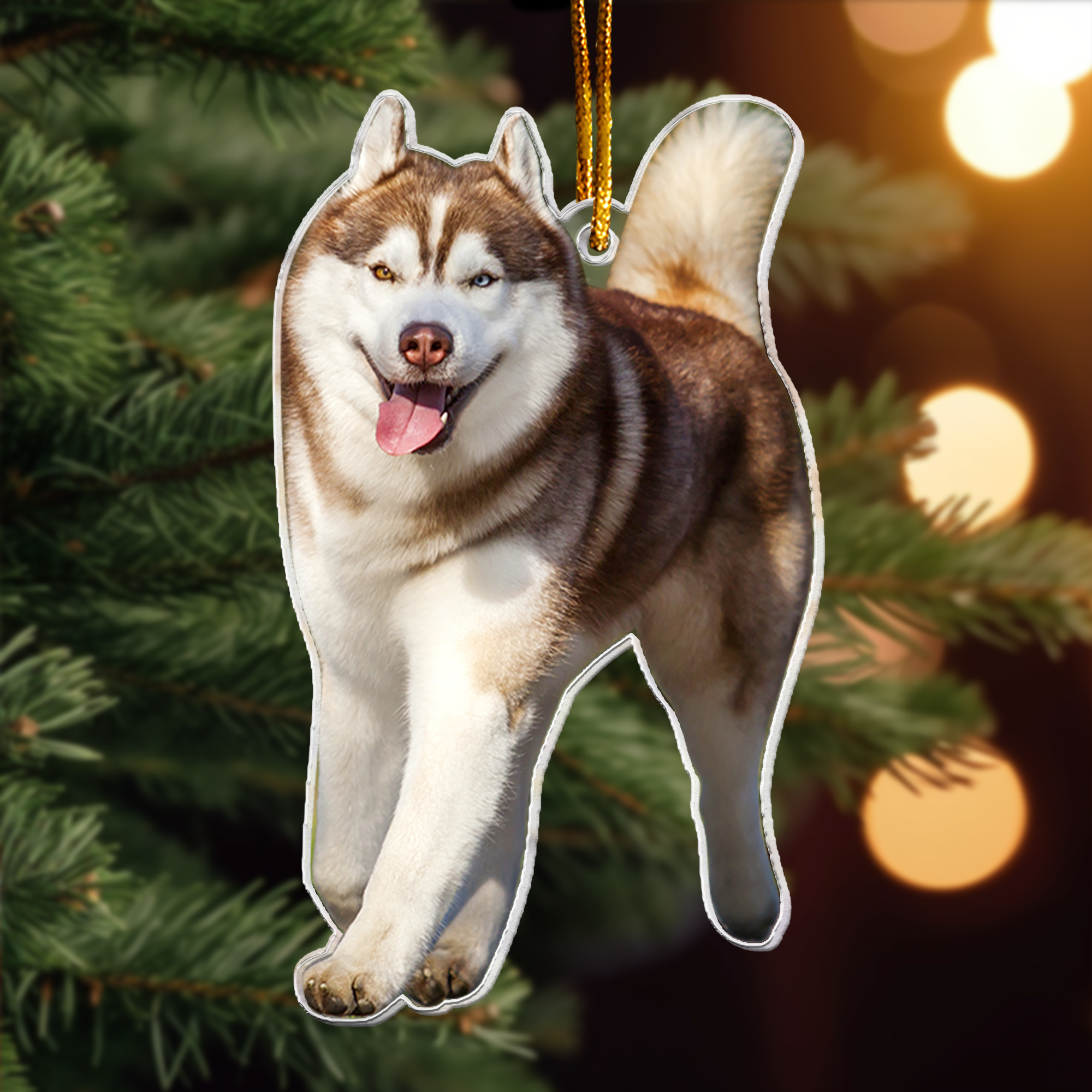 Christmas Husky Ornament Siberian Husky Gifted - Personalized Acrylic Photo Ornament