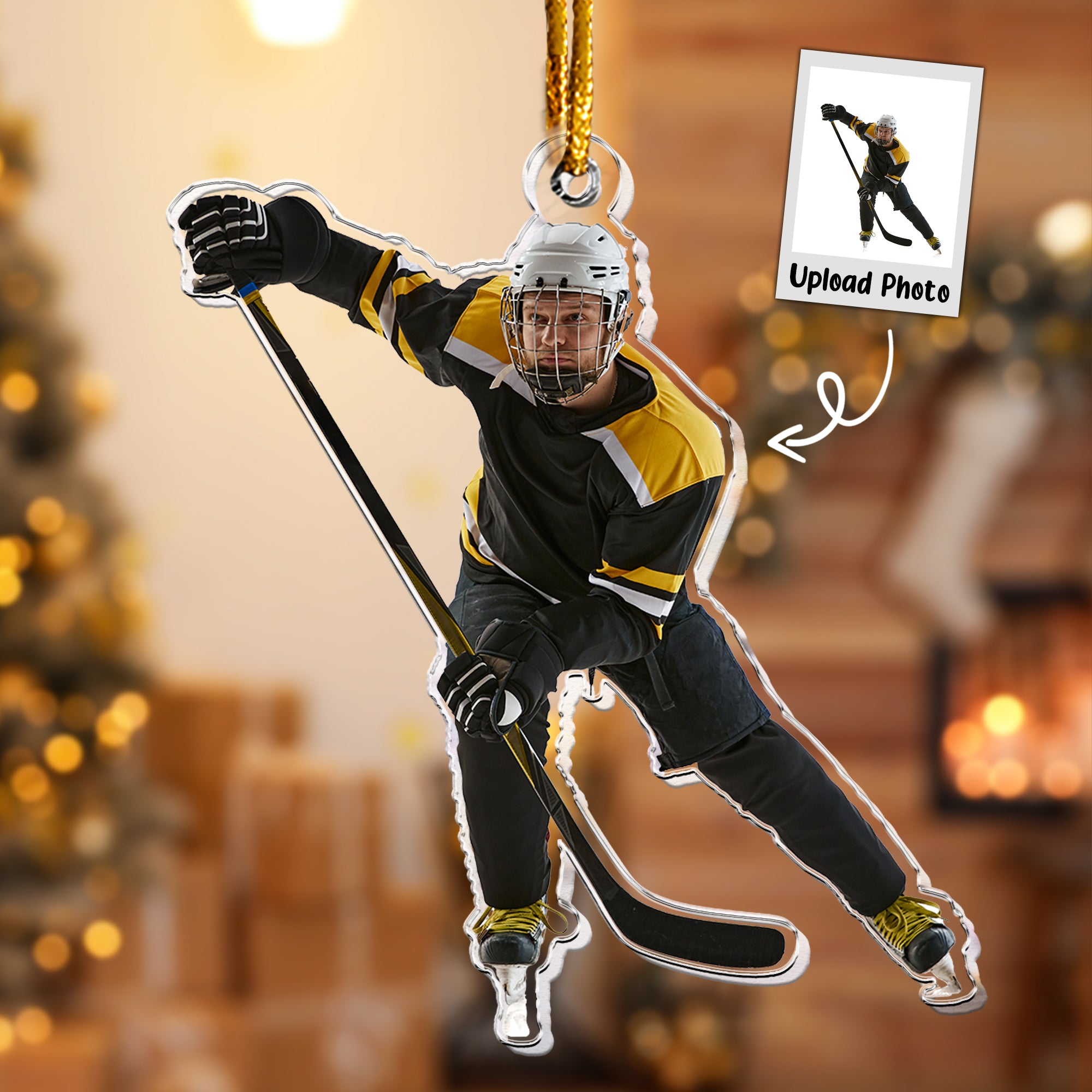 Christmas Ice Hockey Ornament Ice Skating-Personalized Acrylic Photo Ornament