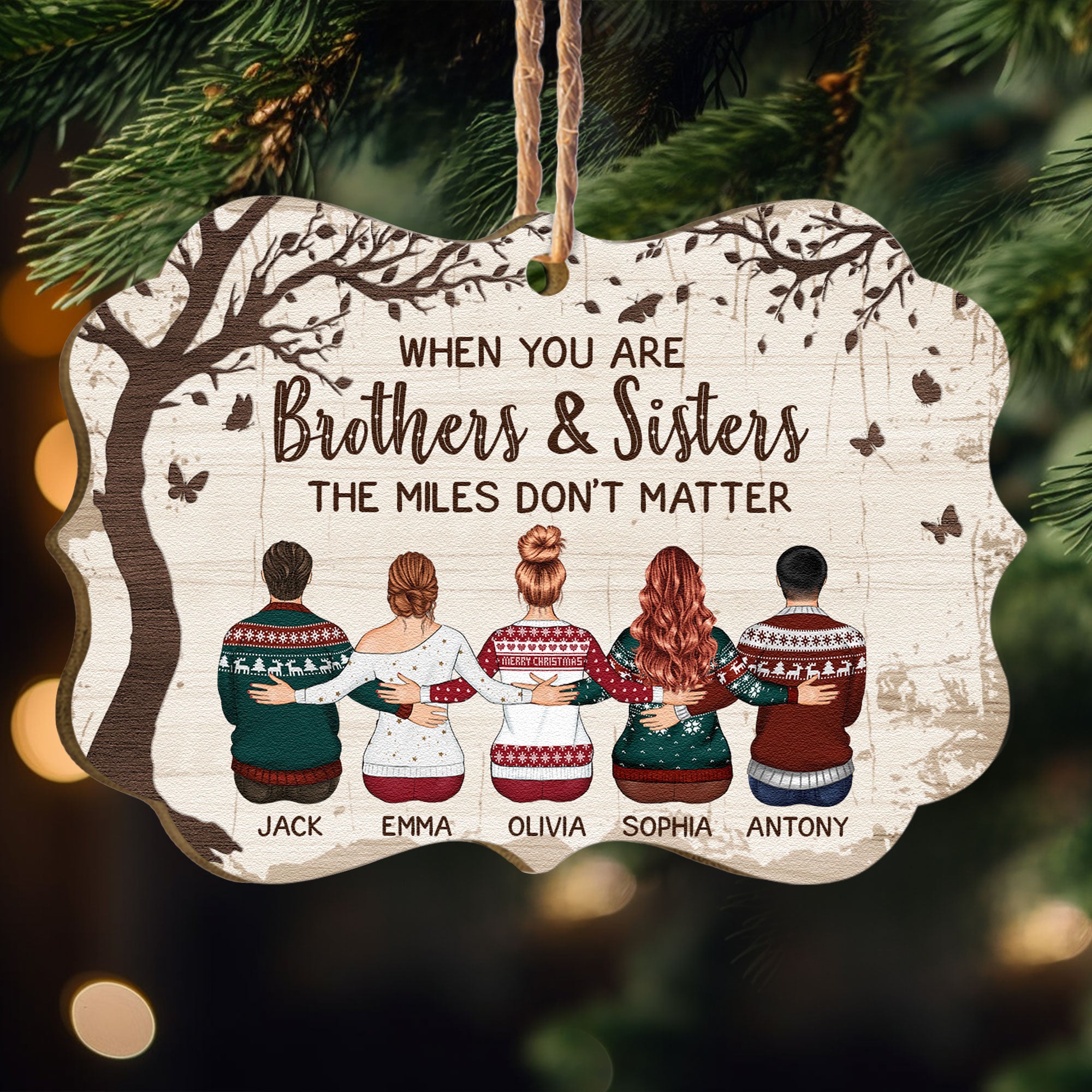 Christmas Is Better With Family, Siblings, Brothers & Sisters - Personalized Wooden Ornament