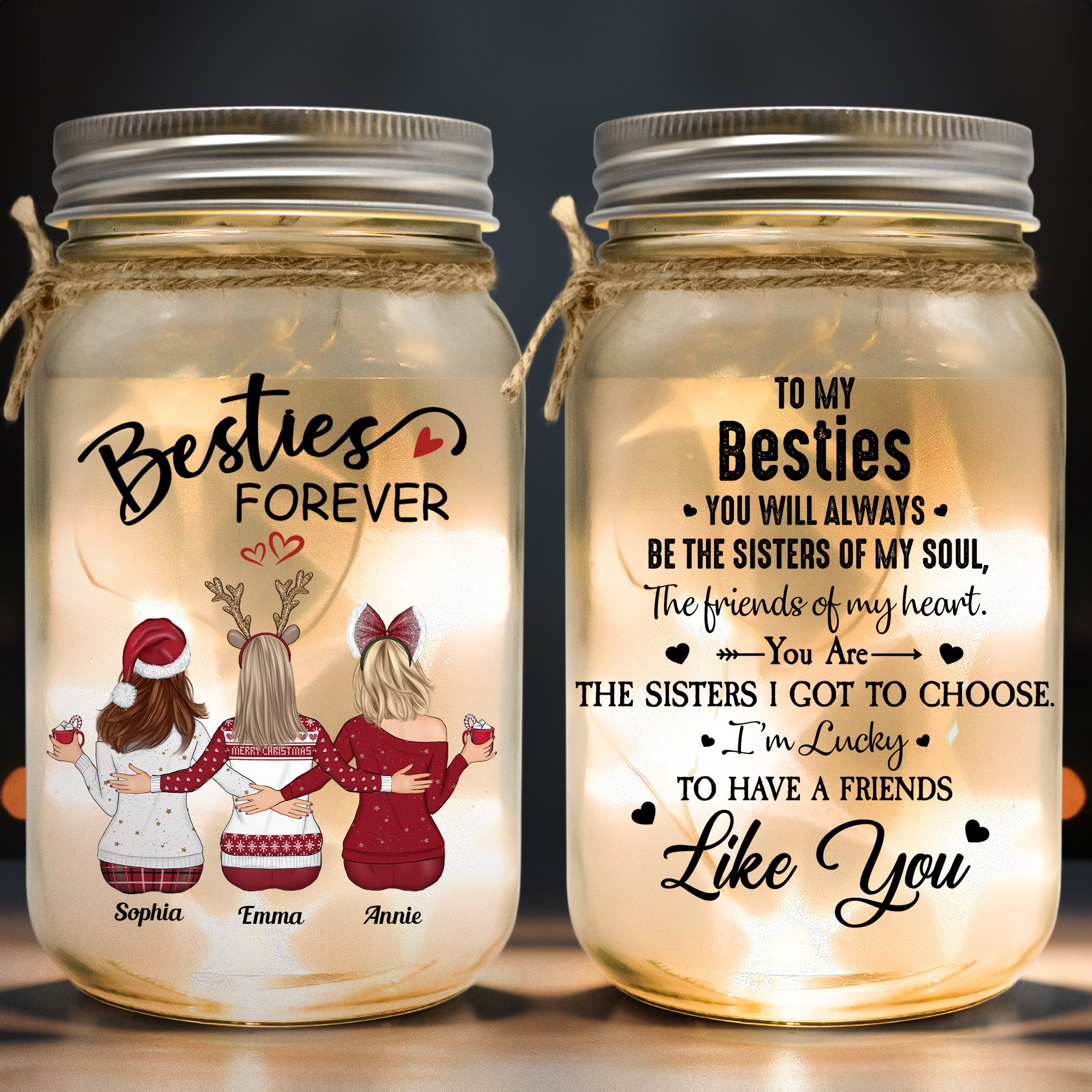 Christmas Jar Light You Will Always Be The Soul Sister - Personalized Mason Jar Light