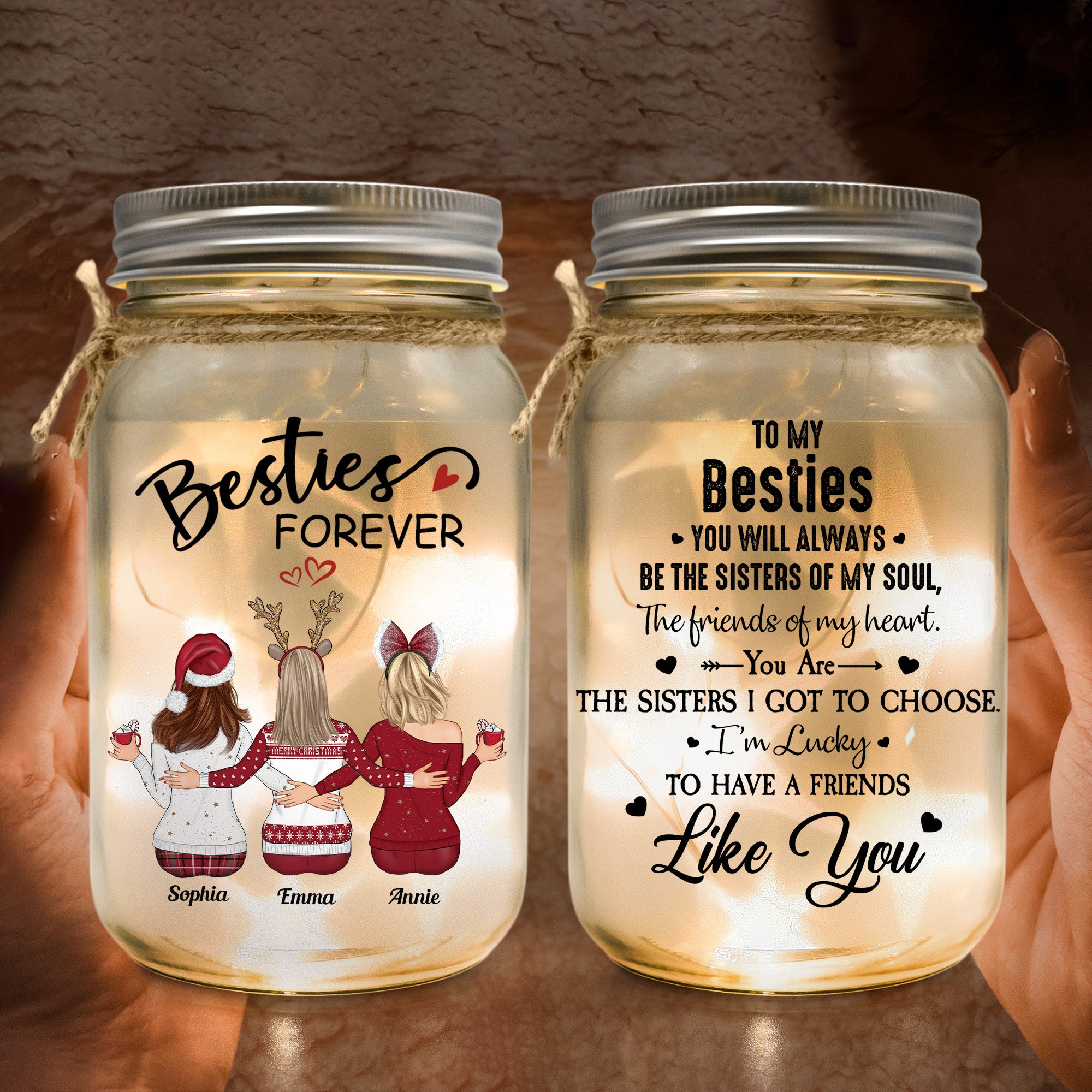 Christmas Jar Light You Will Always Be The Soul Sister - Personalized Mason Jar Light