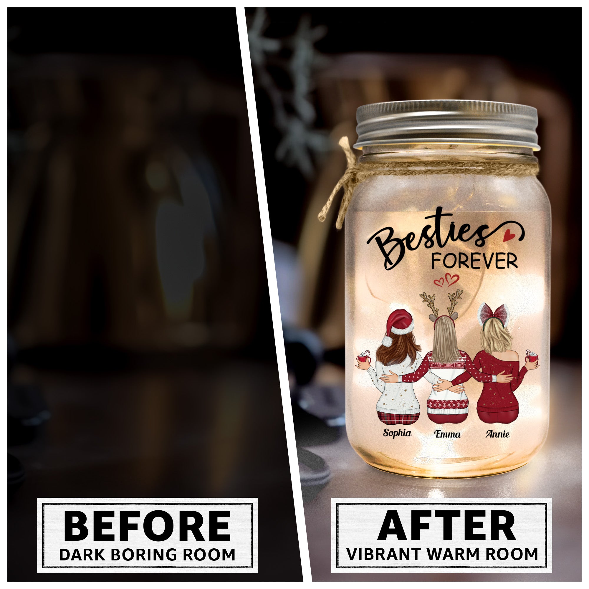 Christmas Jar Light You Will Always Be The Soul Sister - Personalized Mason Jar Light