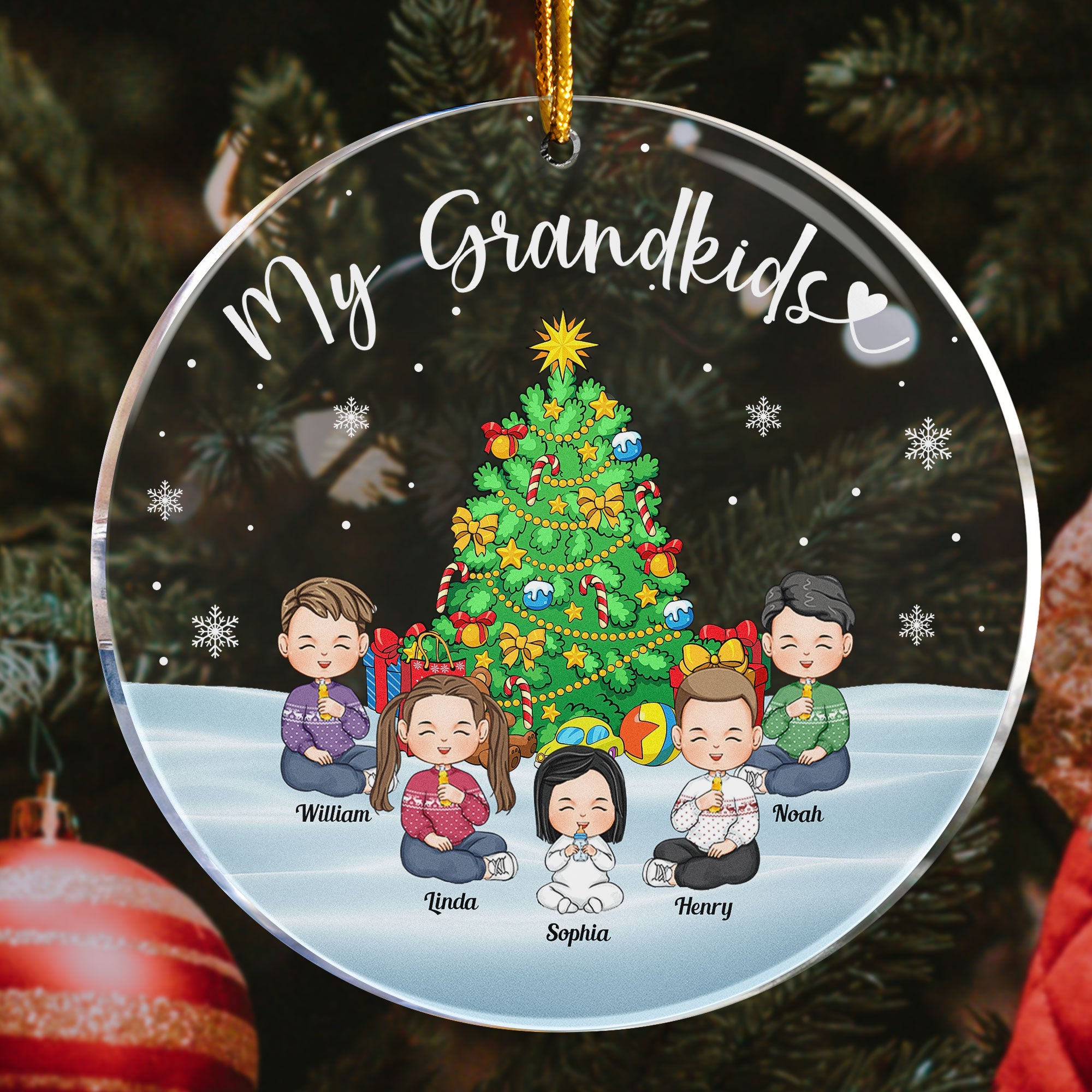 Christmas My Grandkids - Personalized Acrylic Ornament