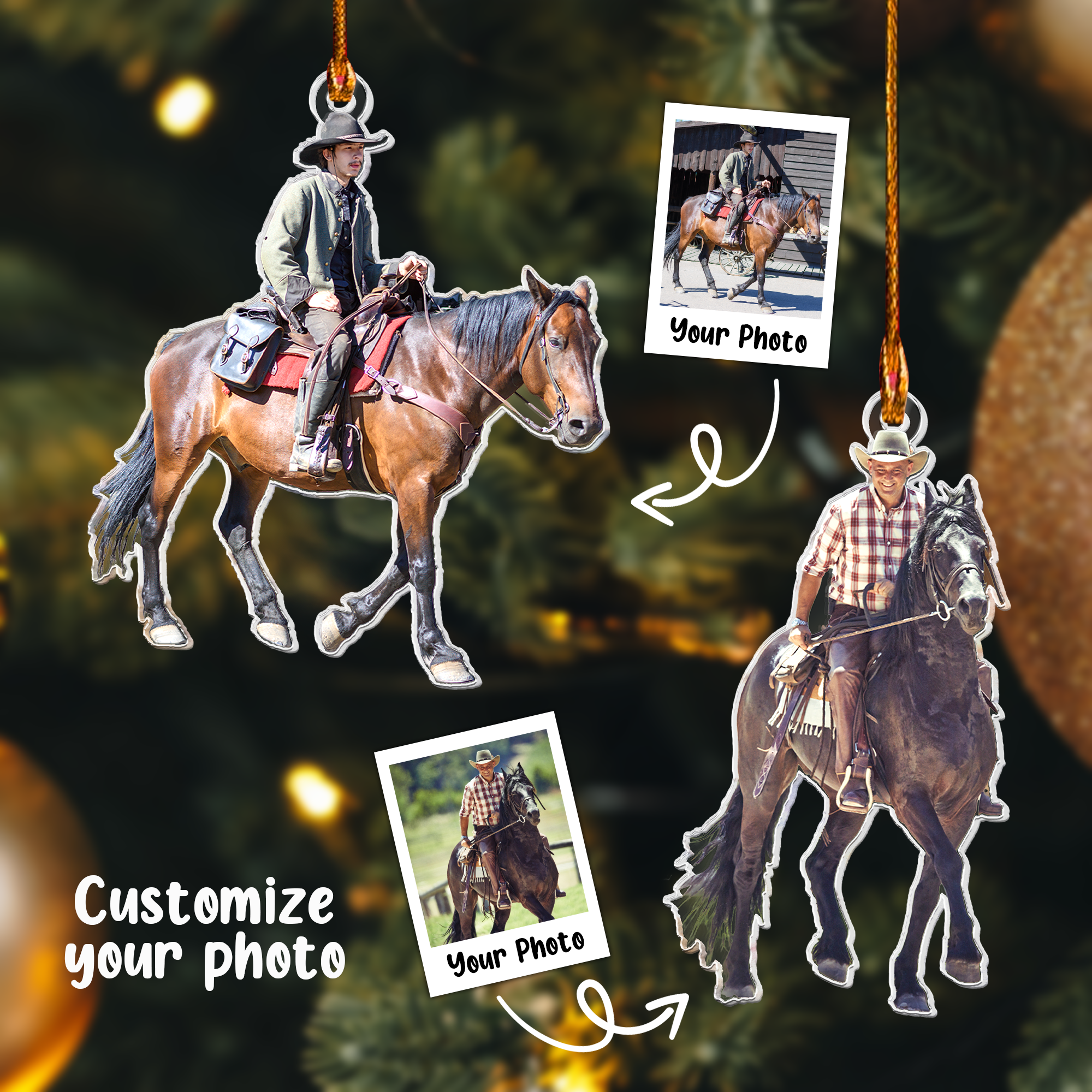 Christmas Ornaments Cowboy Cowgirl Western - Personalized Acrylic Photo Ornament