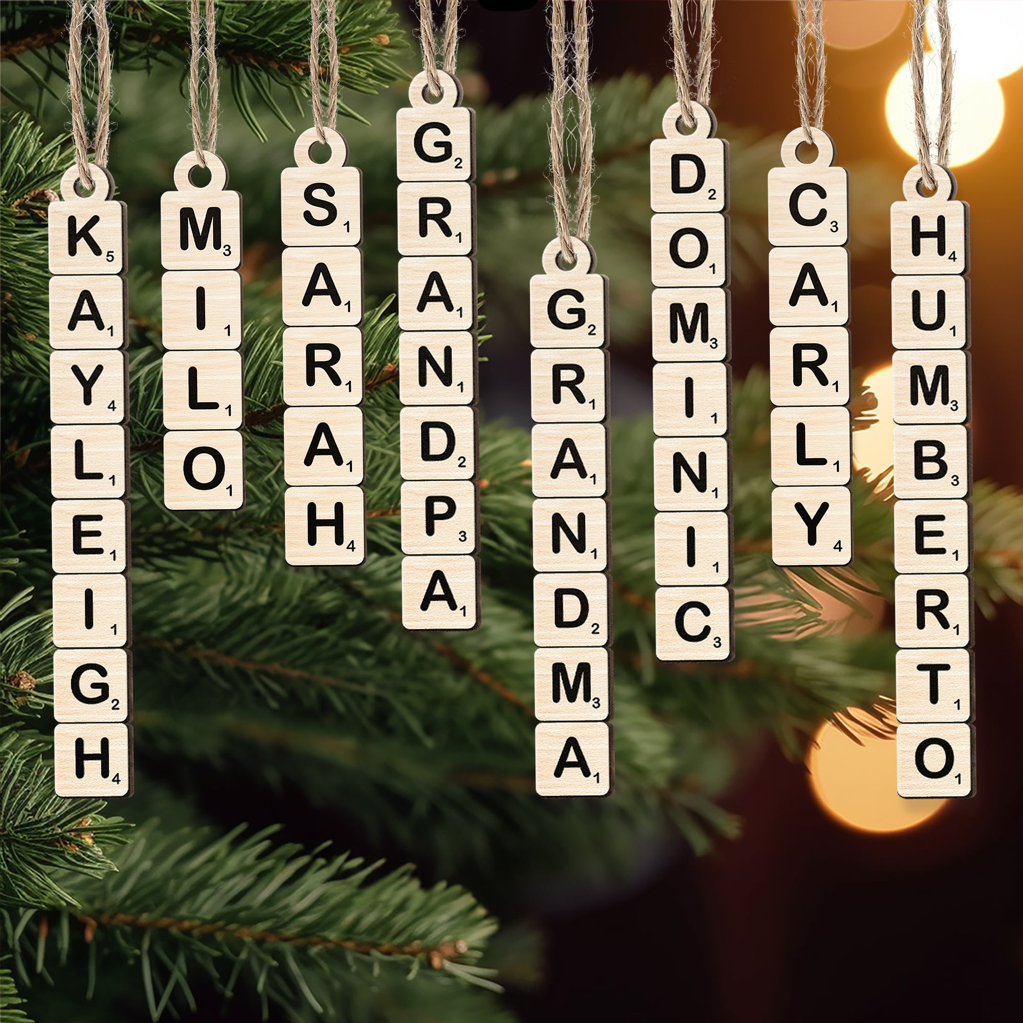 Christmas Scrabble Ornament Family Name Ornament - Personalized Wooden Ornament