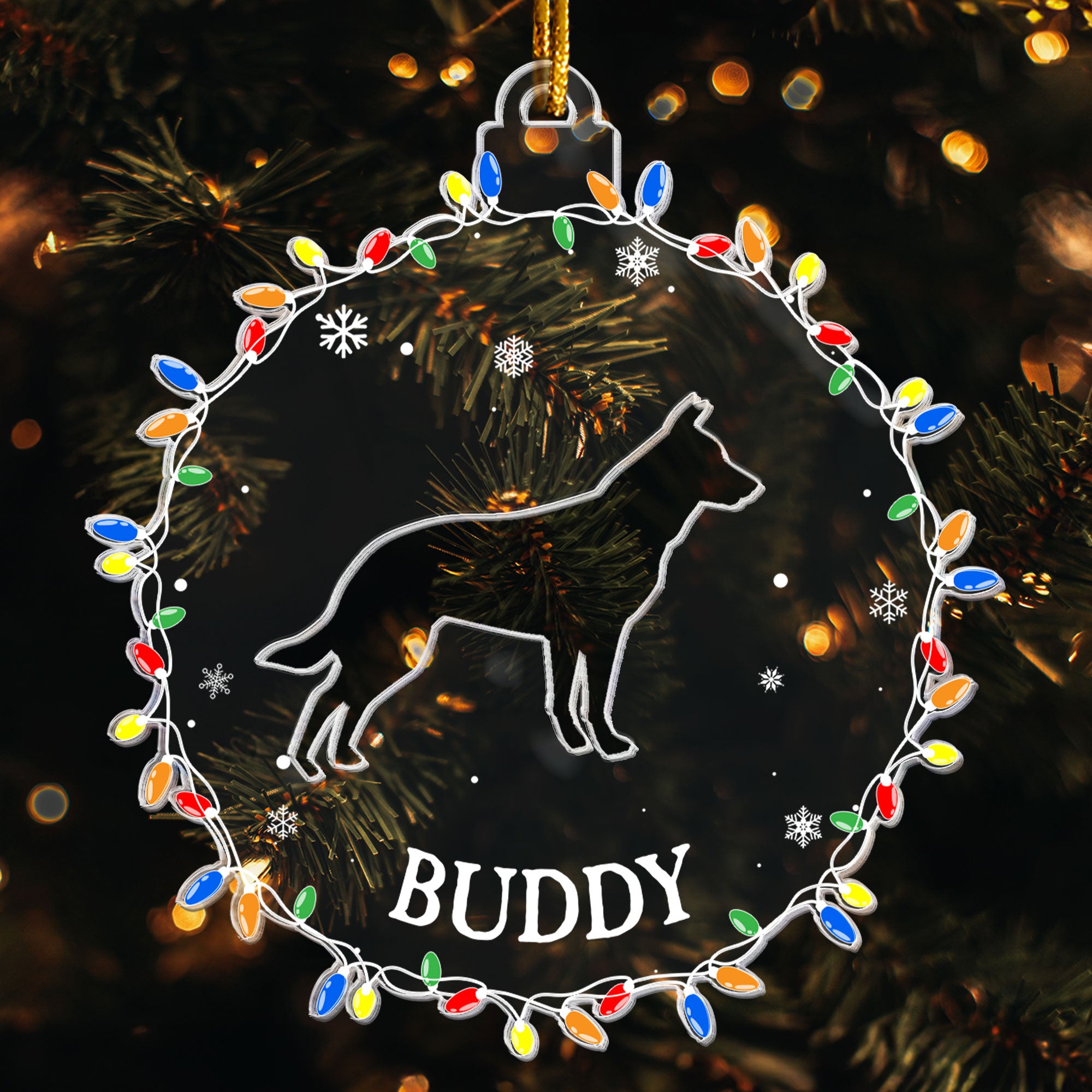 Christmas Silhouette Dog - Personalized Acrylic Ornament