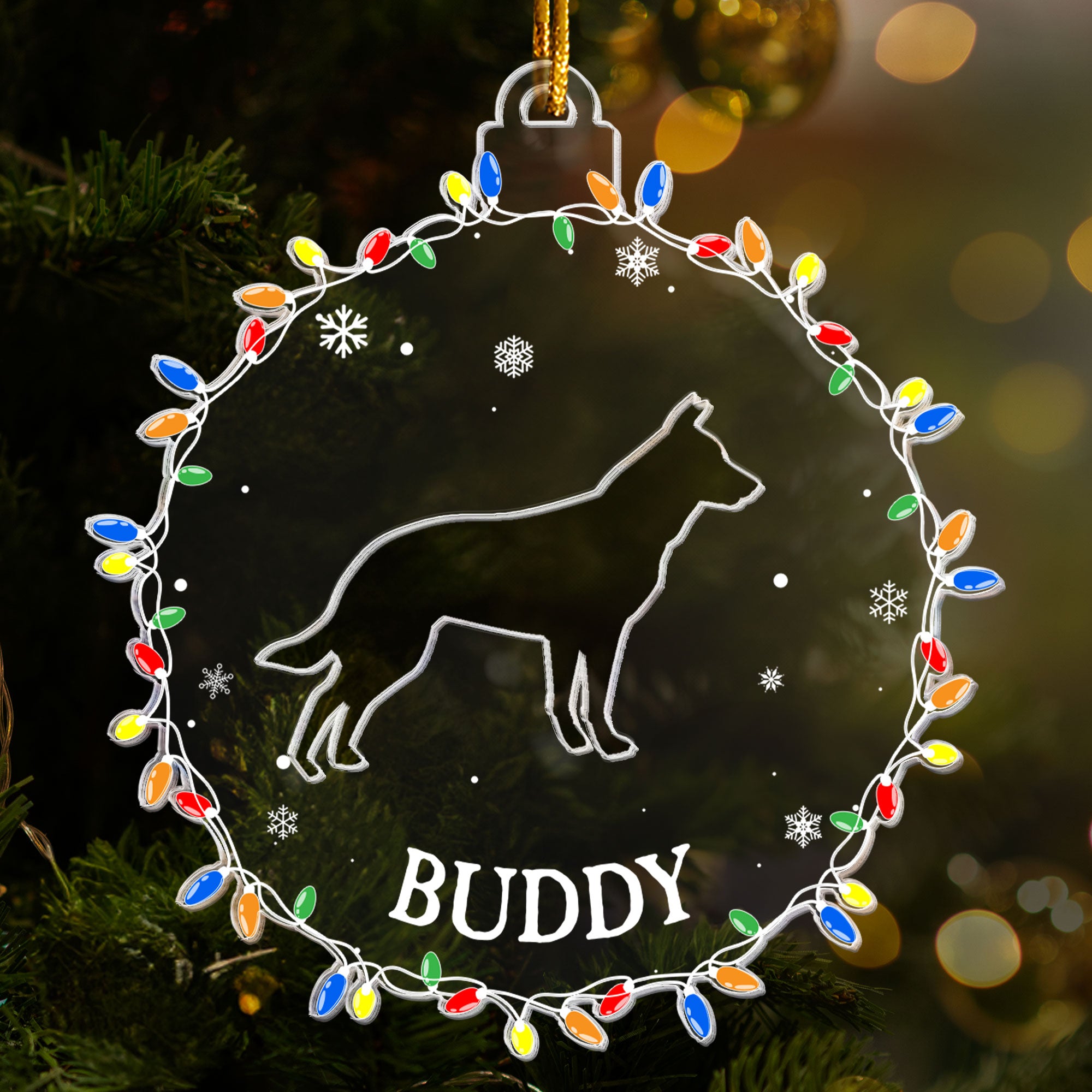 Christmas Silhouette Dog - Personalized Acrylic Ornament