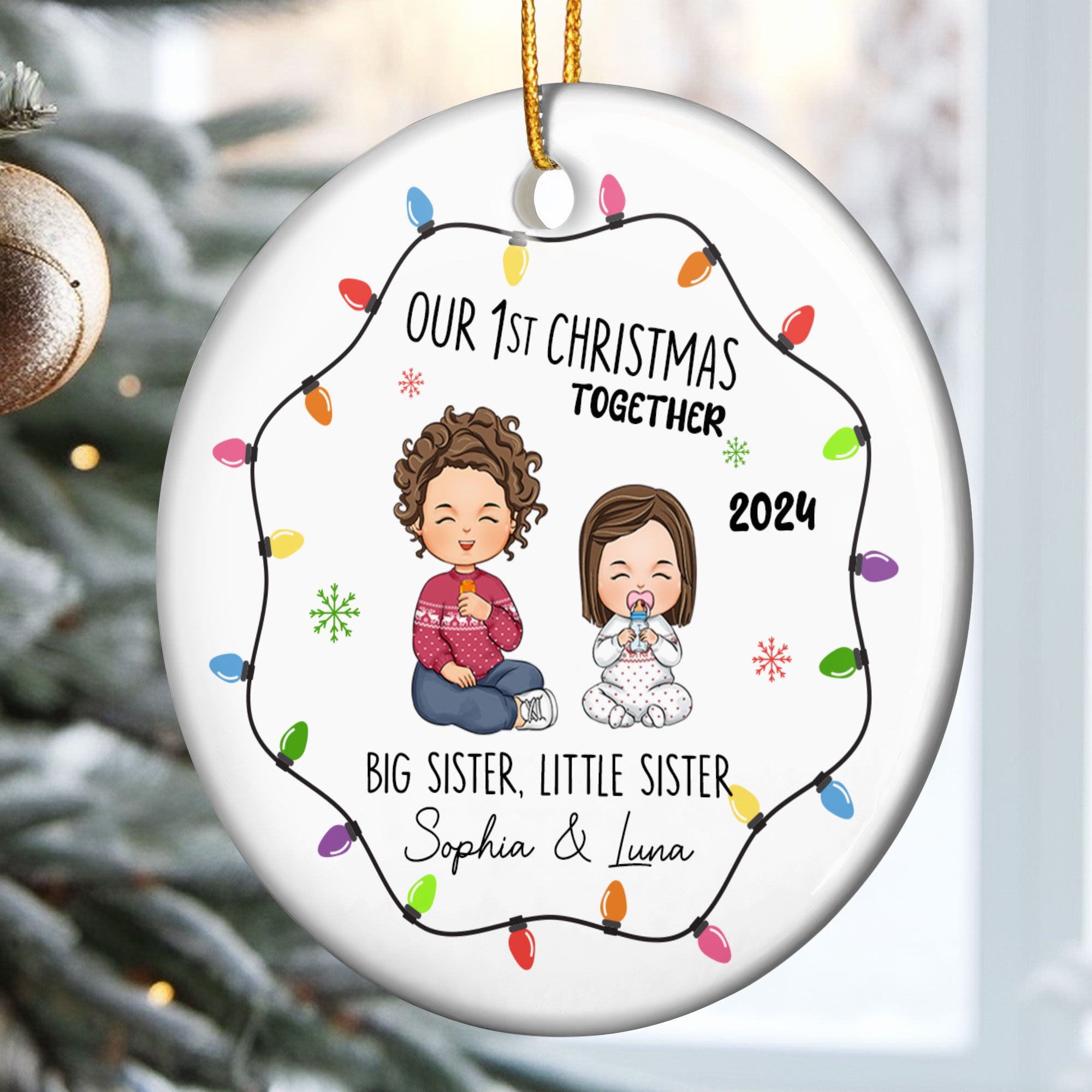 Christmas Sister And Brother - Personalized Ceramic Ornament