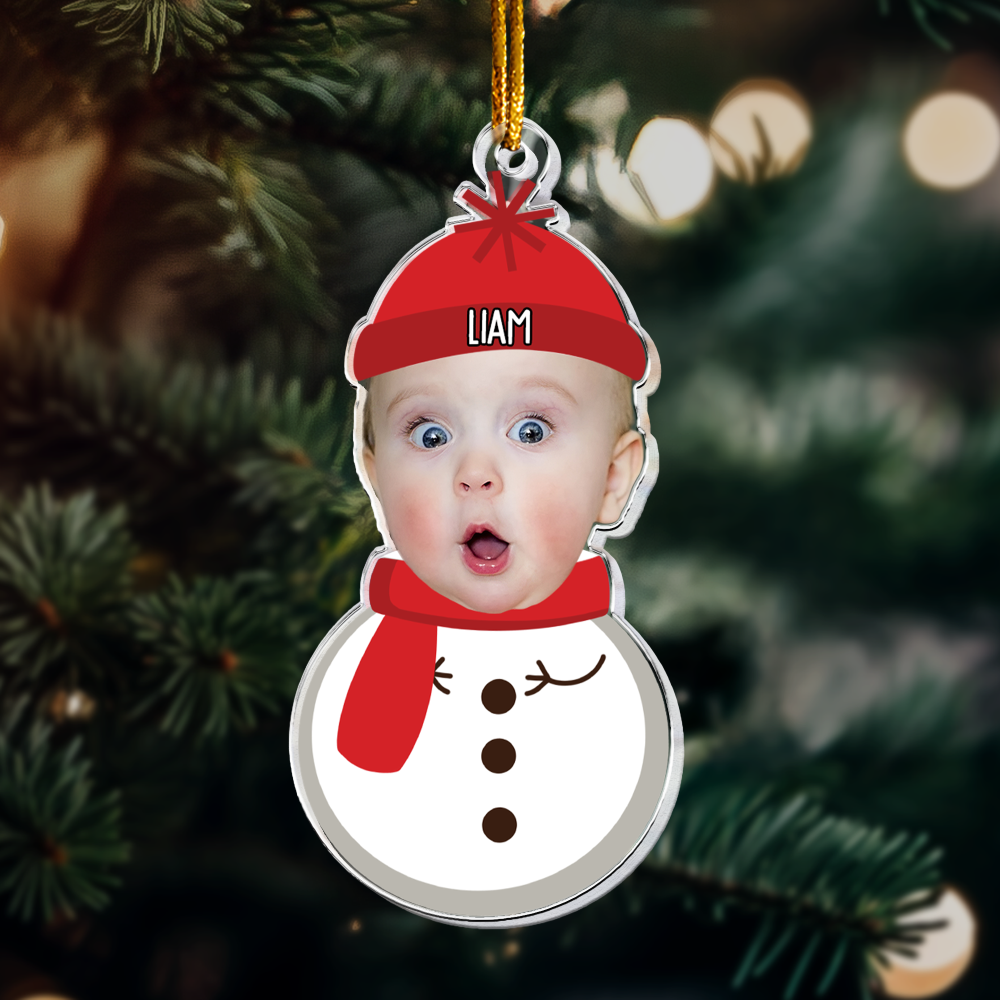 Christmas Snowman With Kids - Personalized Acrylic Photo Ornament