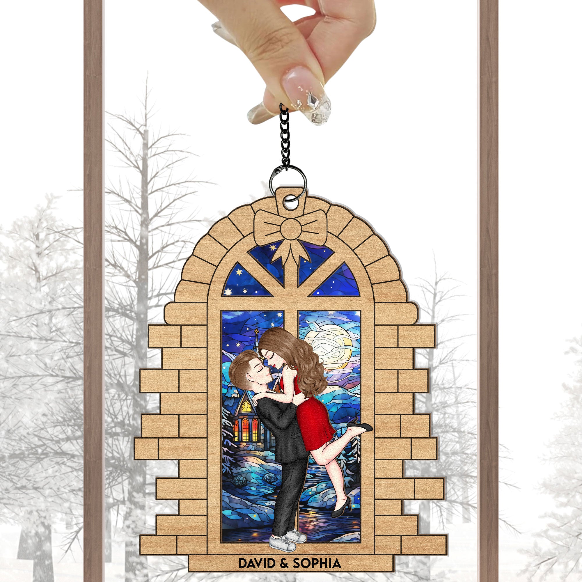 Christmas Spending Time Together - Personalized Window Hanging Suncatcher Ornament