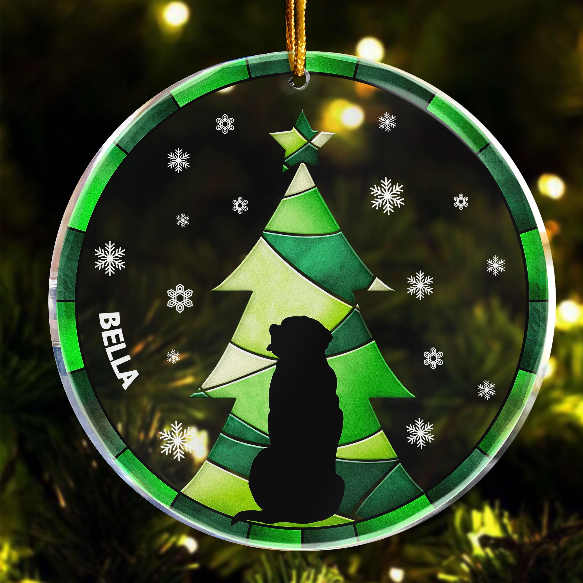 Christmas Tree Black Backside Dog - Personalized Acrylic Ornament