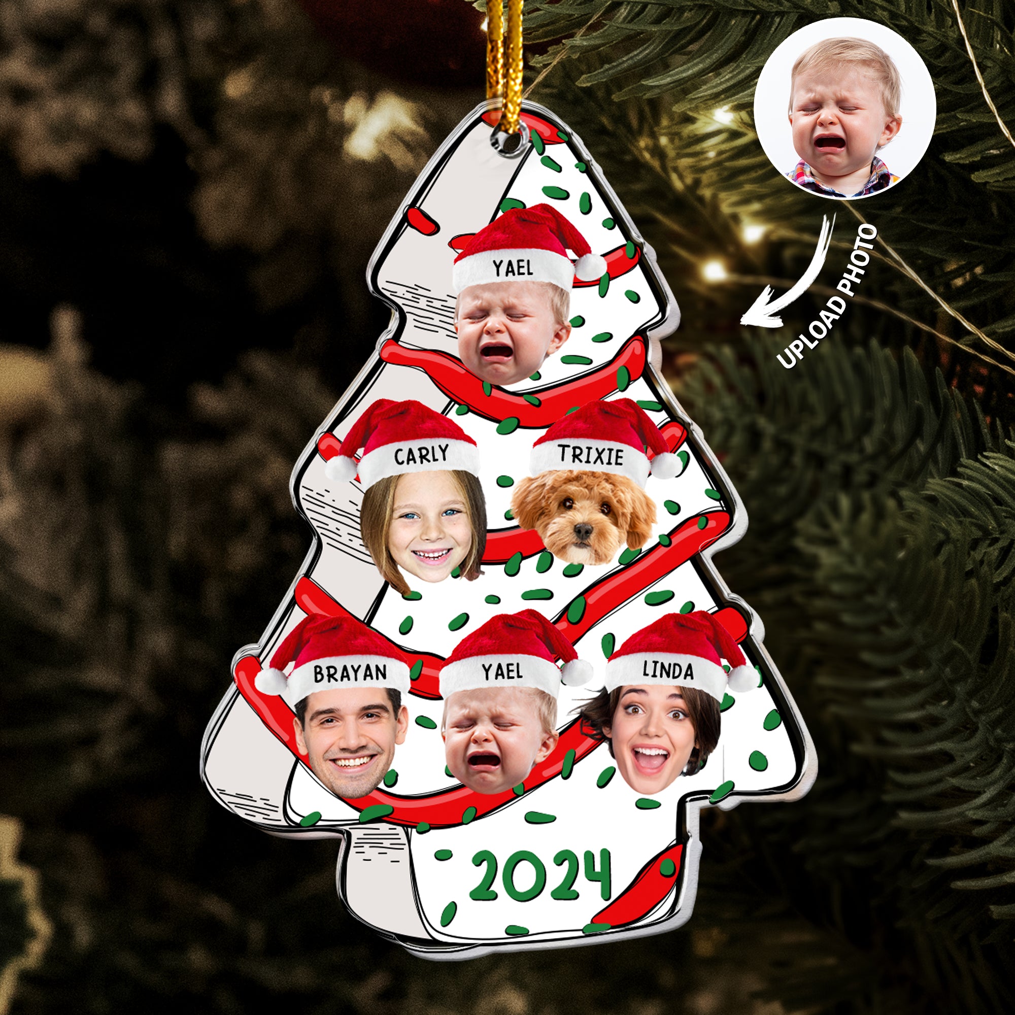 Christmas Tree Cake Family - Personalized Acrylic Photo Ornament