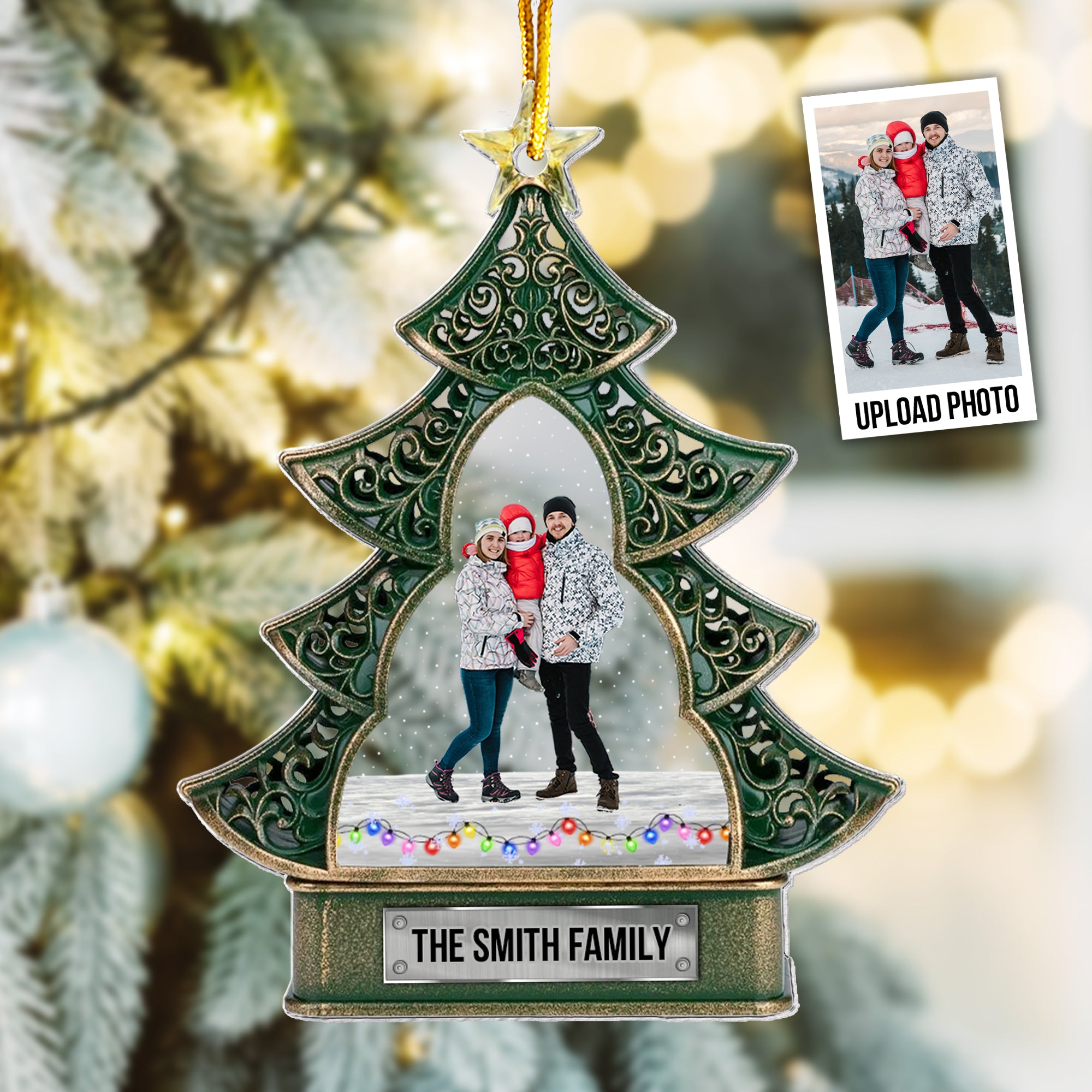 Christmas Tree Family Custom Photo - Personalized Acrylic Photo Ornament