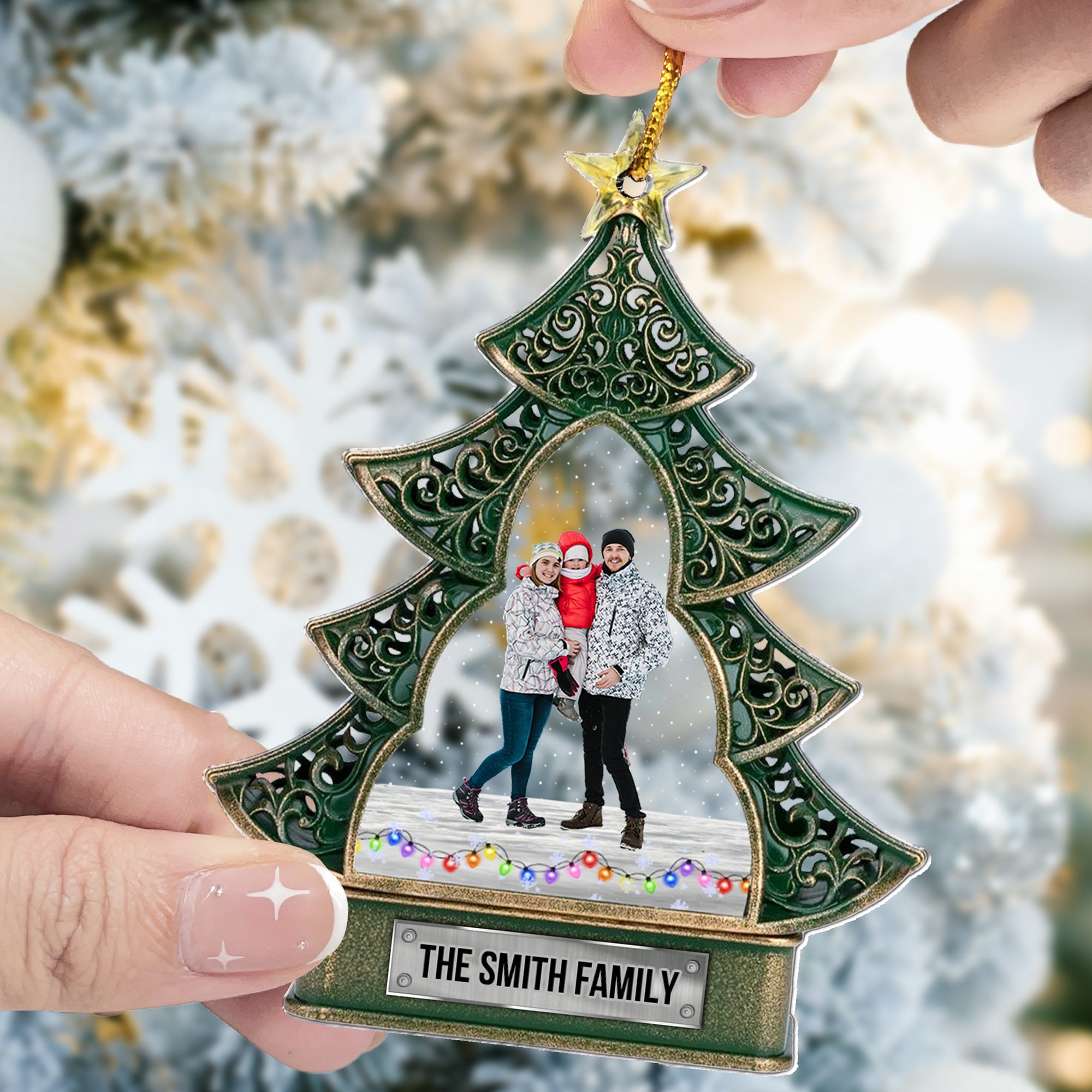 Christmas Tree Family Custom Photo - Personalized Acrylic Photo Ornament